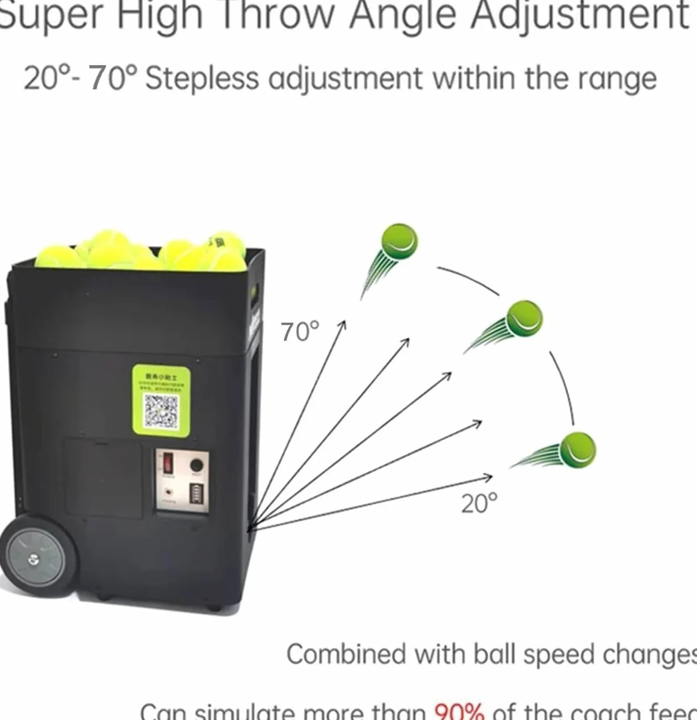 Lanciapalle Tennis Automatica Macchina 50 Palline Portatile Telecomando App