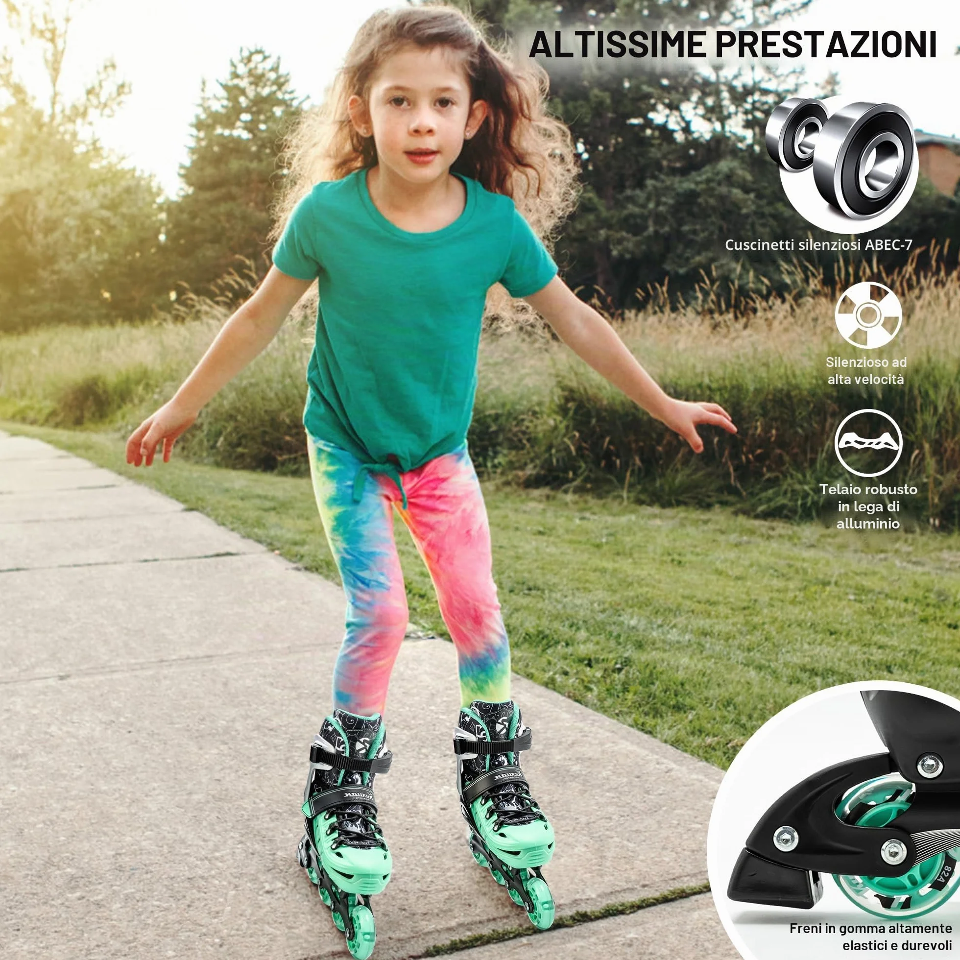 Kuxuan Skates Pattini in linea regolabili per bambini ragazze ragazzi