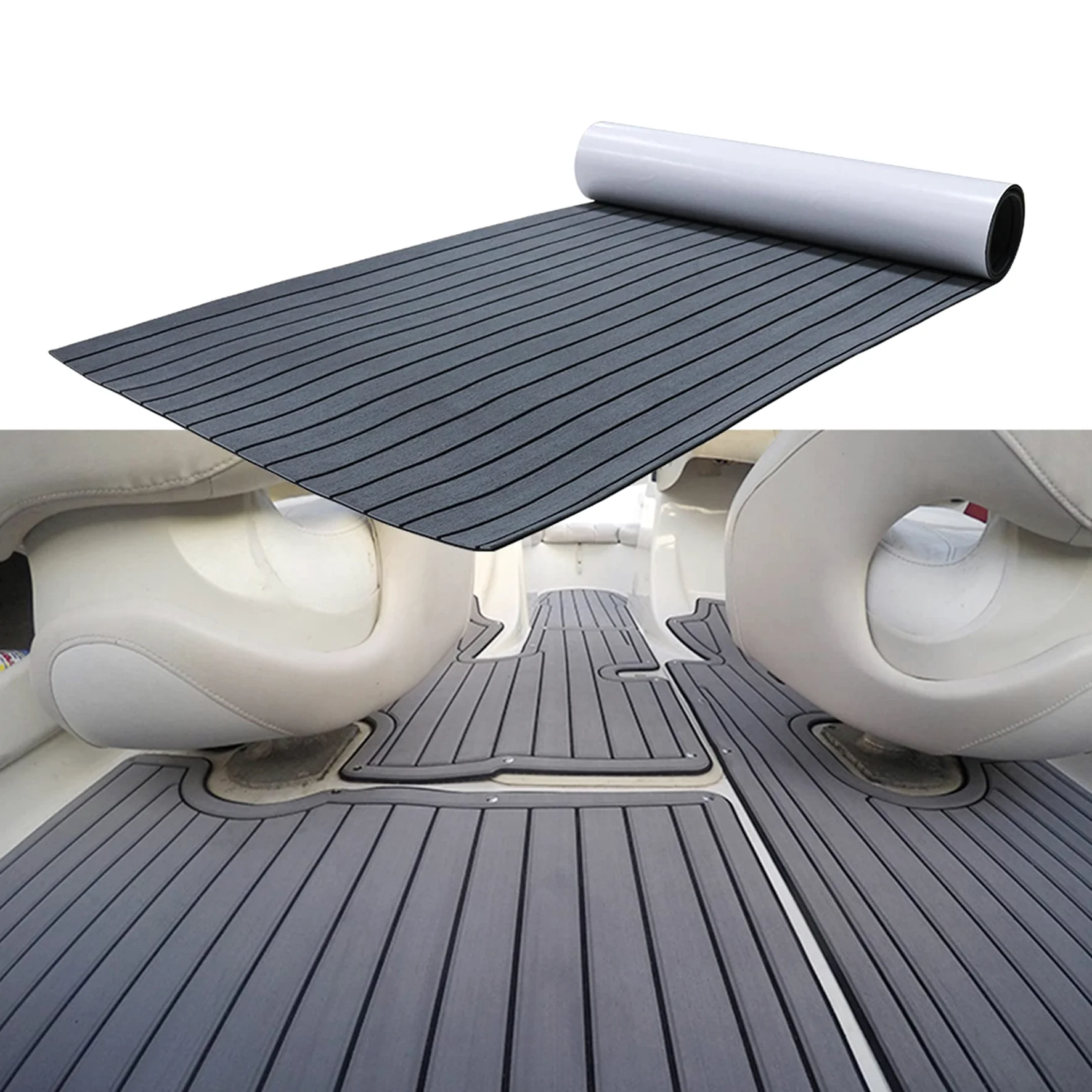 Decking Barca, Tappetino Antiscivolo per Barca, Teak Sintetico Marino, Tappetino Antiscivolo Impermeabile per Decorazione dello Yacht, Grigio
