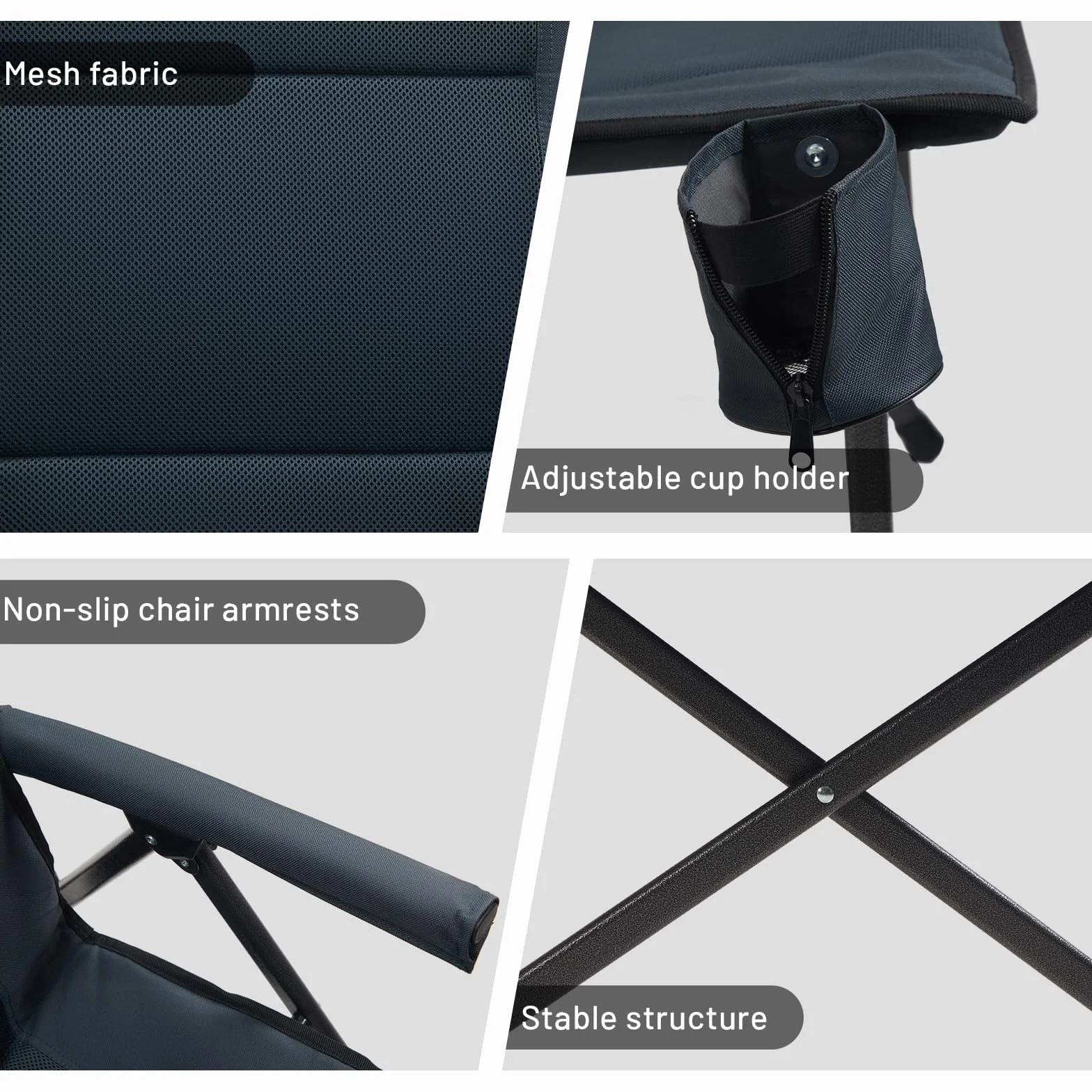 TIMBER RIDGE Sedia da Campeggio Pieghevole XXL 55 cm Portata 150 kg con Tasca Laterale