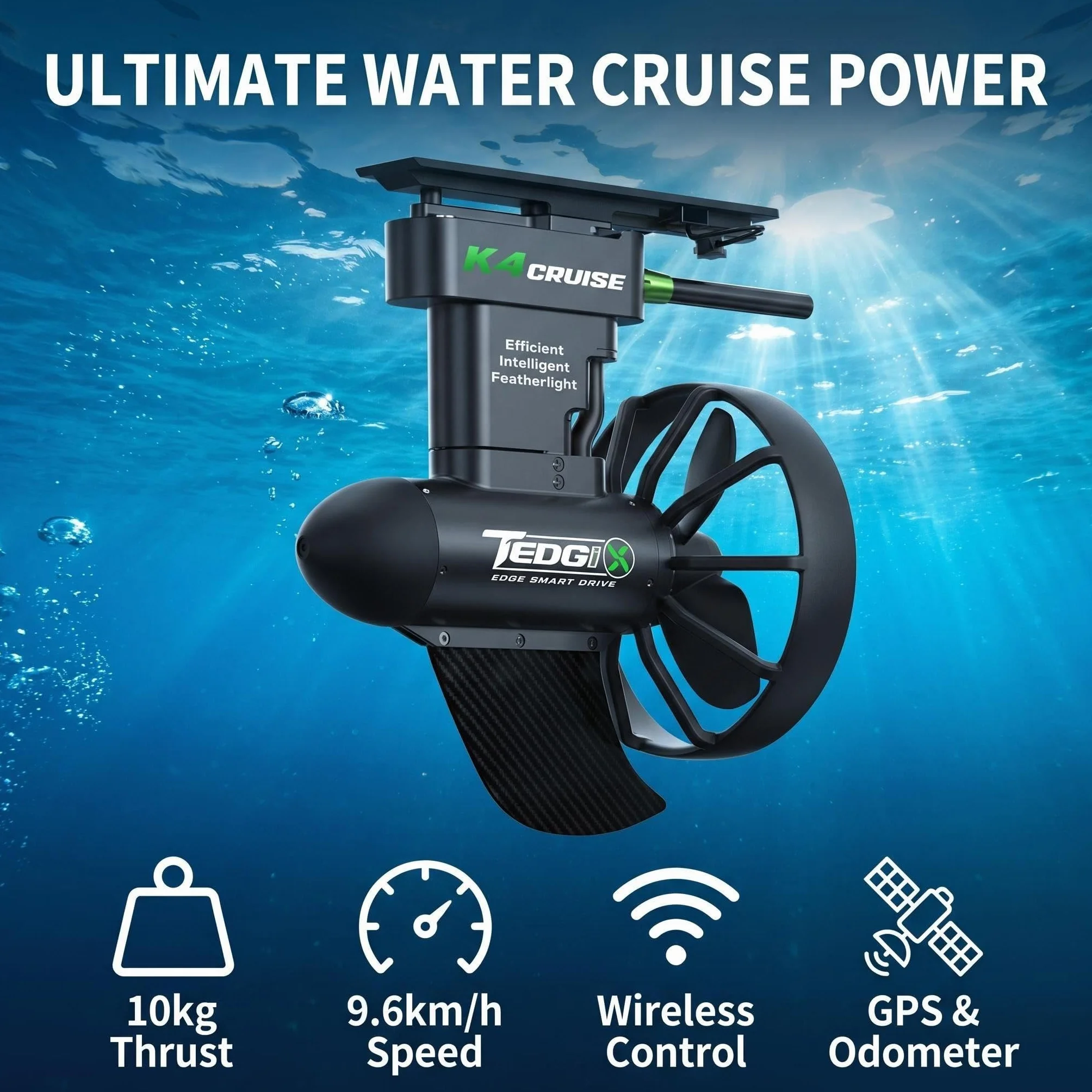 K4 400W Brushless SUP & Kayak Electric Fin with 9.1 kg Thrust Wireless Remote Cruise Control Booster
