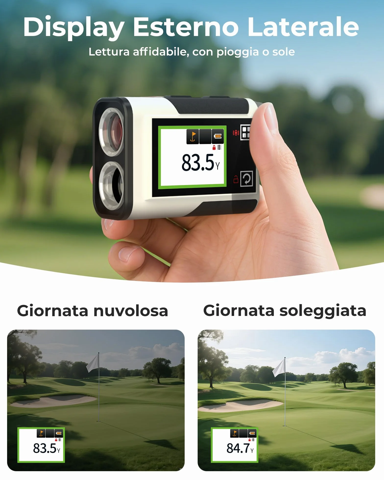 CIGMAN CT-1200PRO Golf Rangefinder Laser 1200Y ±1 m Display Touch Slope Oculare 25 mm Ricaricabile USB-C