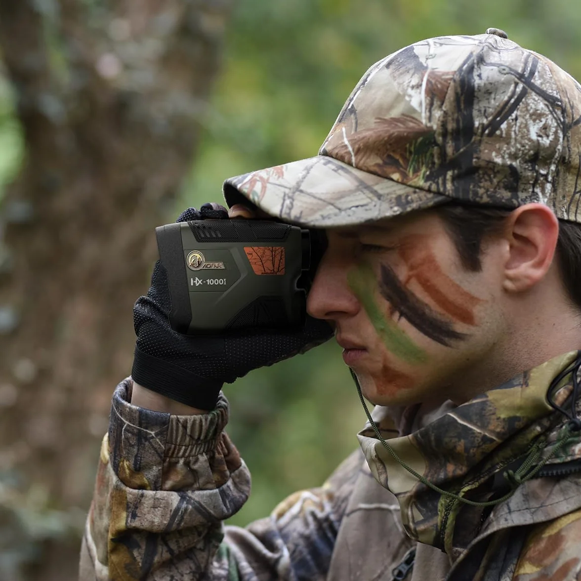 AOFAR Telemetro Caccia, HX-1000I, 1000 Metri con Angolo e Distanza Orizzontale, Telemetro Per Tiro con l'Arco, Modalità Distanza, Scansione, Velocità, Batteria Gratuita, Confezione Regalo, waterproof