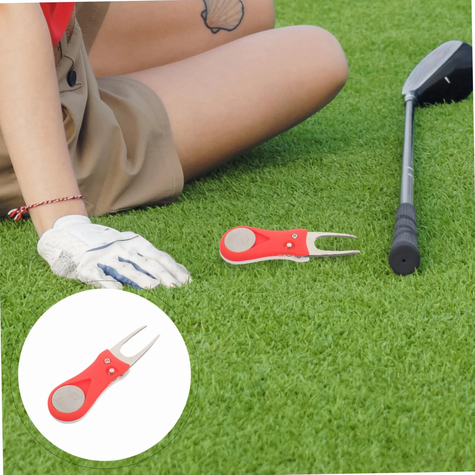 Toyvian Forcella Riparazione Verde Divot Golf Attrezzo Plastica