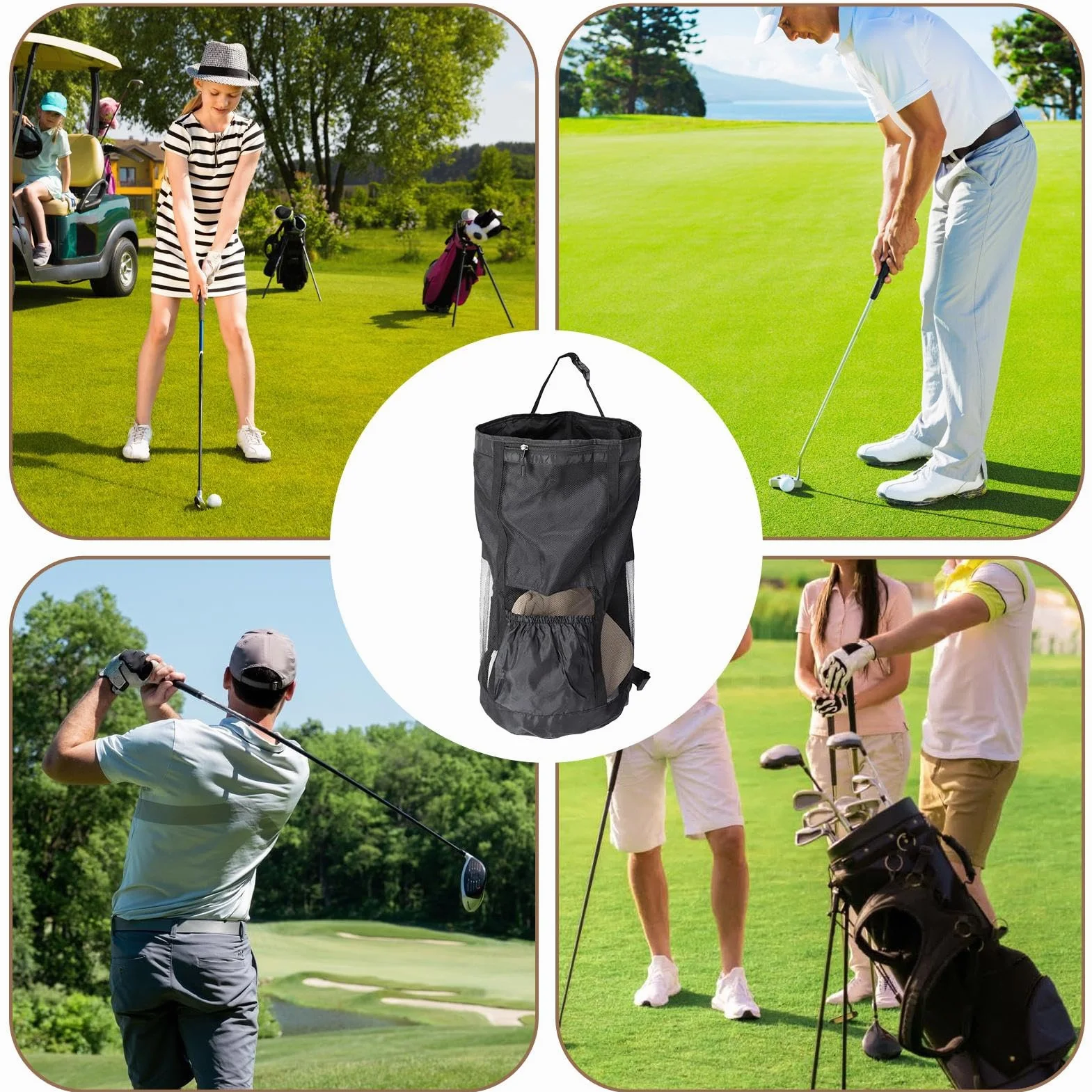 Borsa estendibile per golf cart – Borsa portaoggetti per golf da esterno con tasca in rete per cellulare, chiavi, cappello