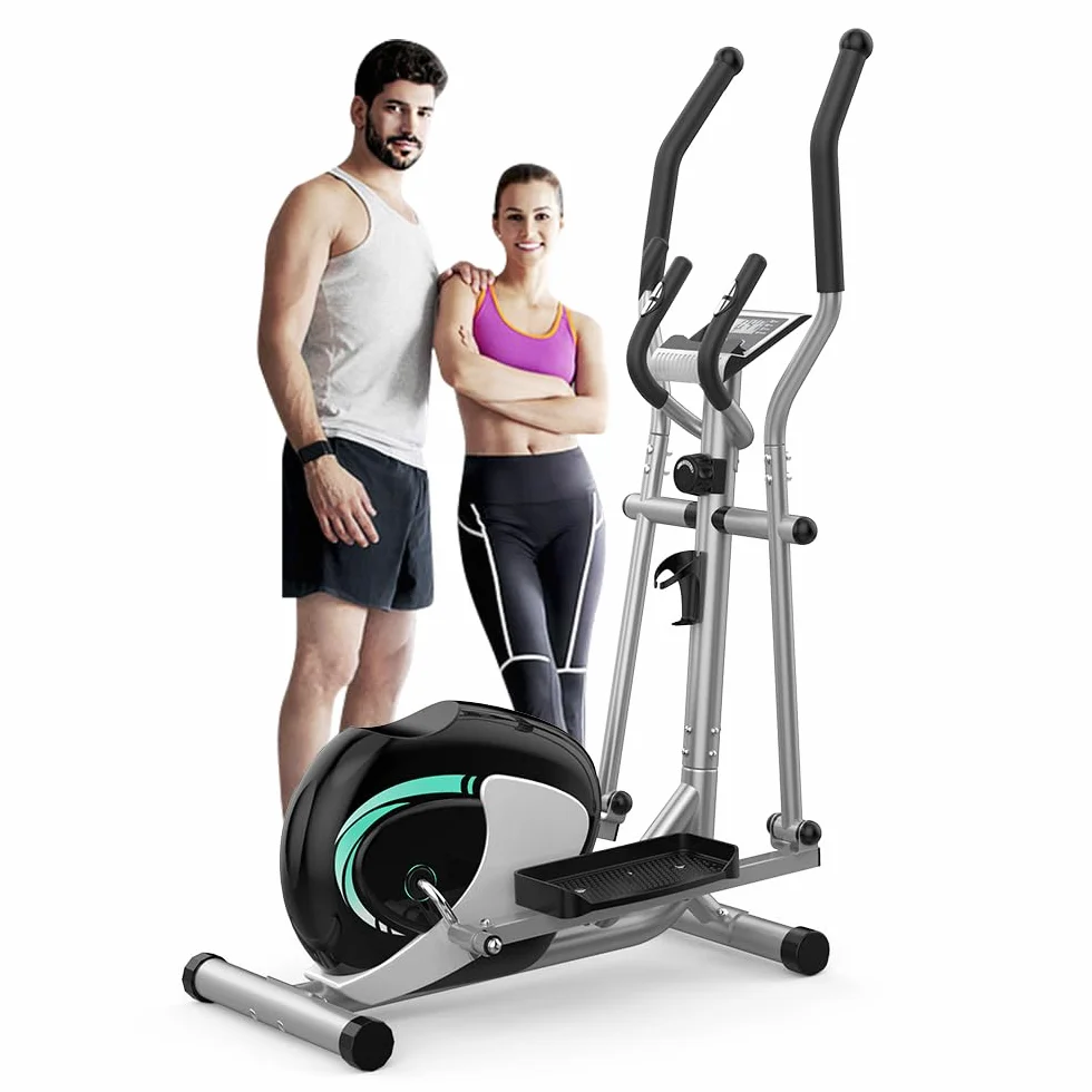 THERUN Ellittica da Casa, Ellittica Professionale Ultra Silenziosa con 8 Livelli di Resistenza Regolabile, Display LCD, Pedali Antiscivolo, Supporto Borraccia, Capacità Di Carico 120KG