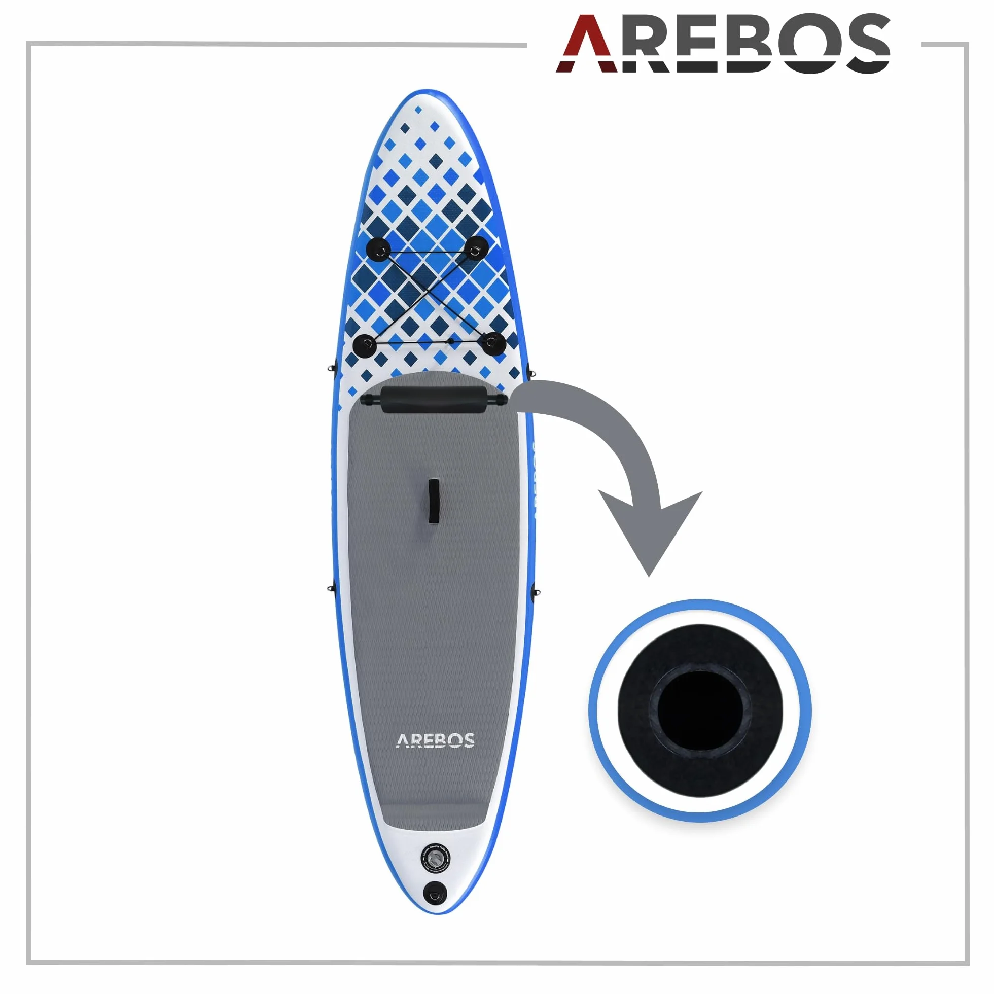 Arebos Poggiapiedi SUP Board Stand Up Paddle 32 cm, diametro tubo 2,2 cm