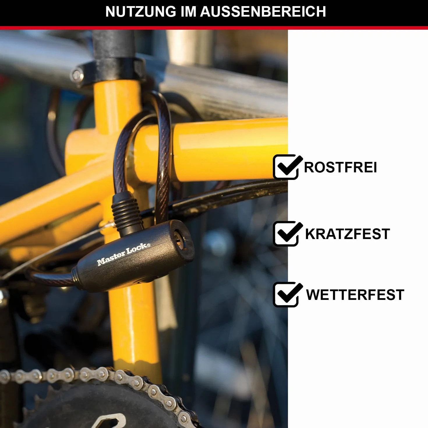 Master Lock Lucchetto Bici Cavo 1.8 m Chiave 8126EURDPRO Nero