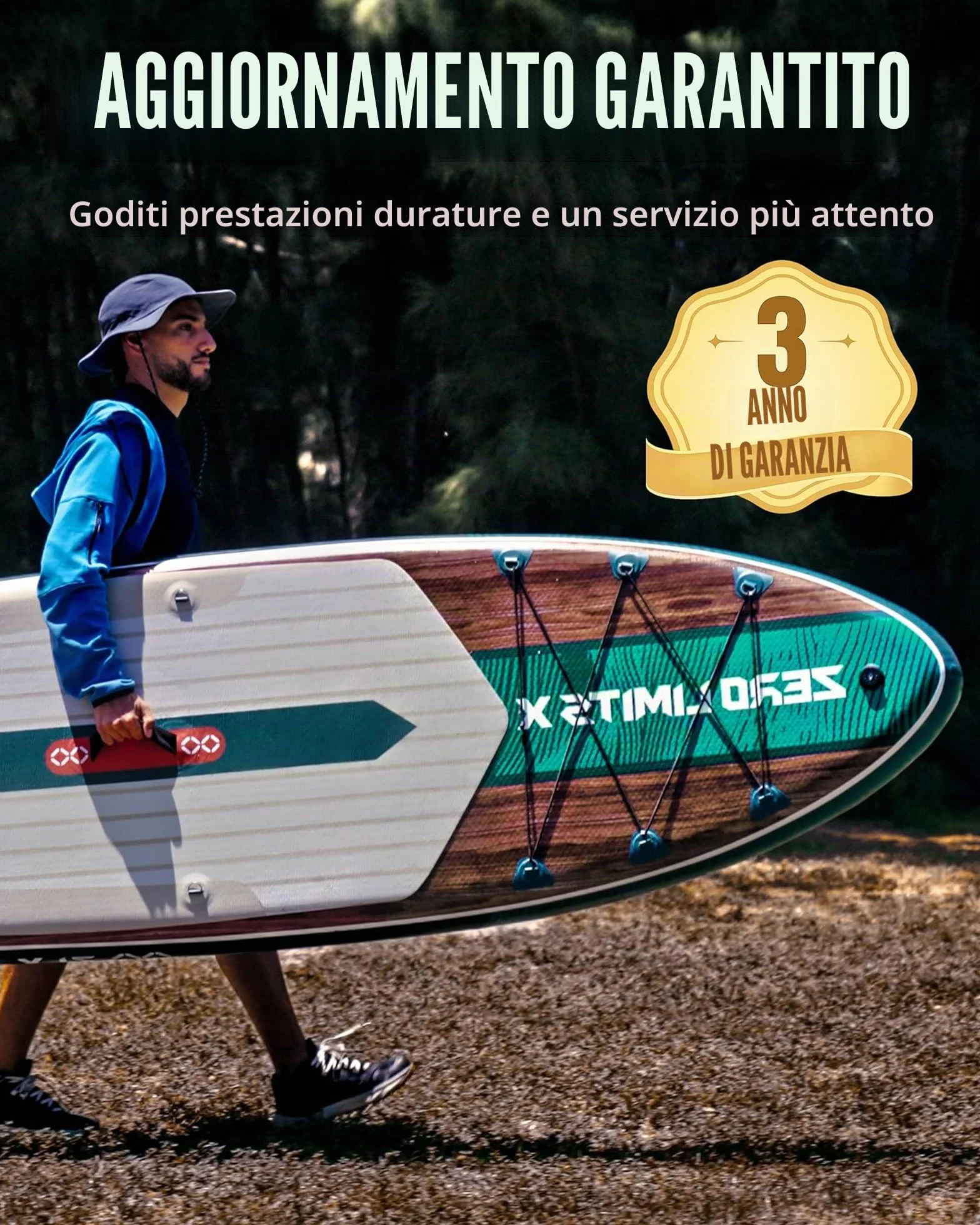 SUP Gonfiabile 320x84cm Completo, Tavola SUP Max 200 Kg, Pinna Centrale, Deck Antiscivolo per Adulti