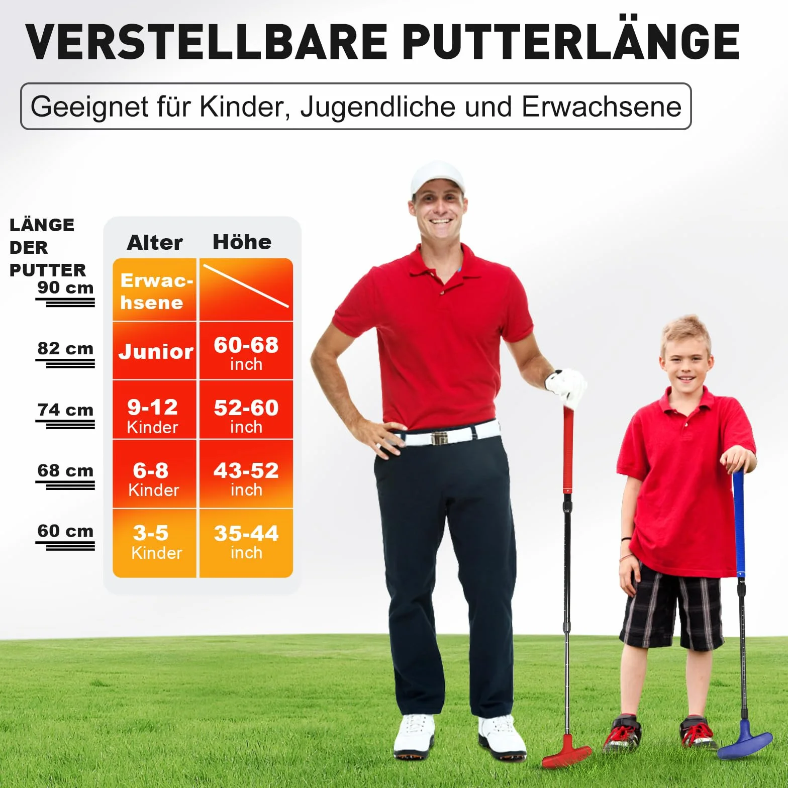 Regulowany zestaw putterów golfowych czerwony niebieski dla dzieci młodzieży