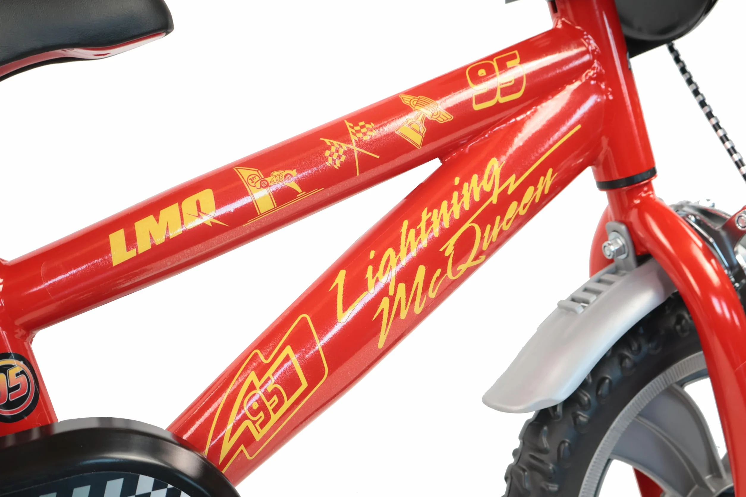 Denver Bike Bicicletta Bambino 12 Pollici Licensed Cars, 2-4 Anni, Rotelle Removibili, Freno Anteriore Caliper, Telaio Acciaio, Ruote EVA Antiforatura