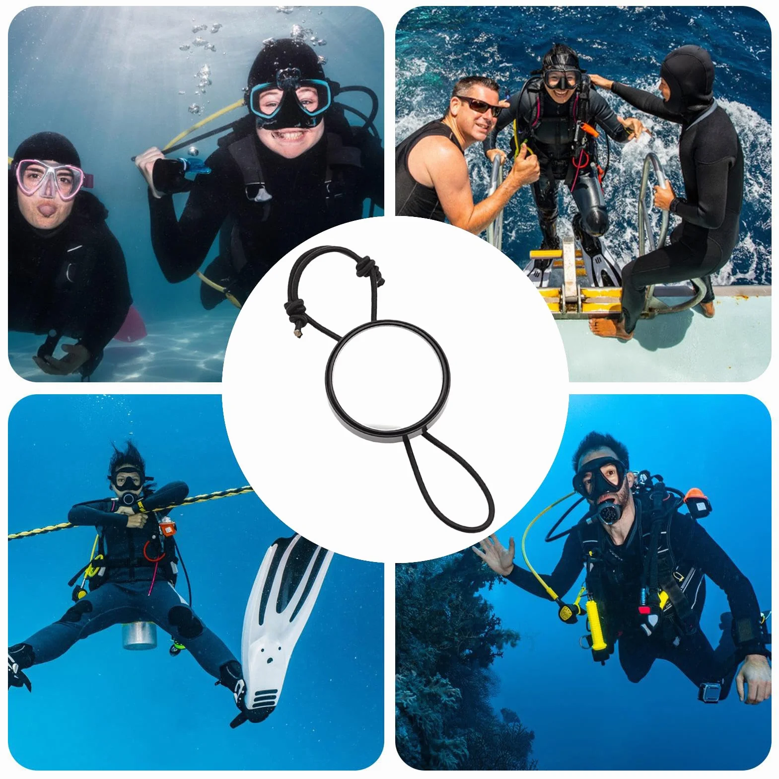 Specchietto Retrovisore Regolabile Subacqueo Rotondo Portatile per Immersioni Deriva e Grotte