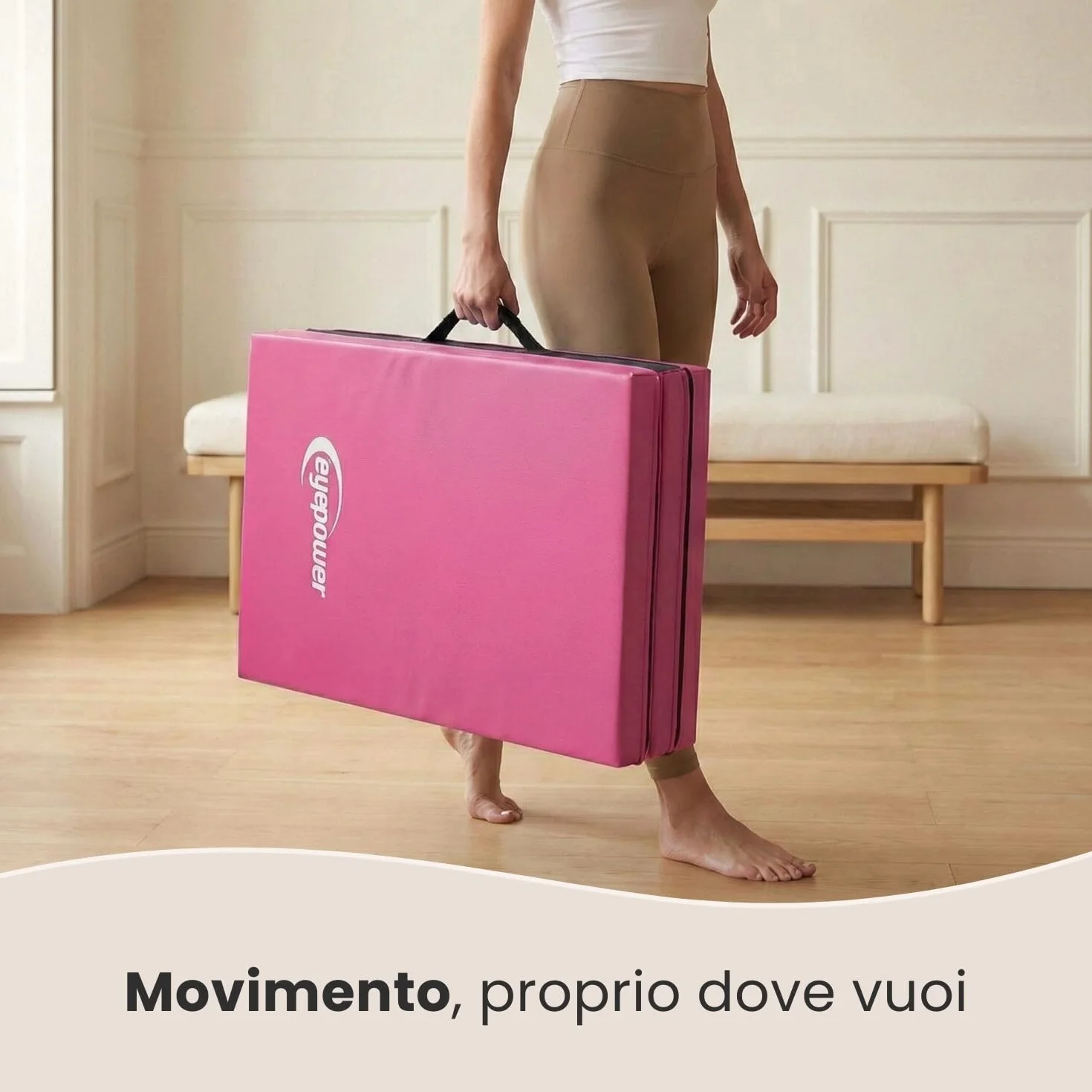 eyepower Tappetino Ginnastica Pieghevole 180x60x5 cm - Materassino Ginnico Spesso - Tappeto per Attività Artistica da Casa - Superficie per Acrobatica Yoga Sport - Tappetini Antiurto per Bambini