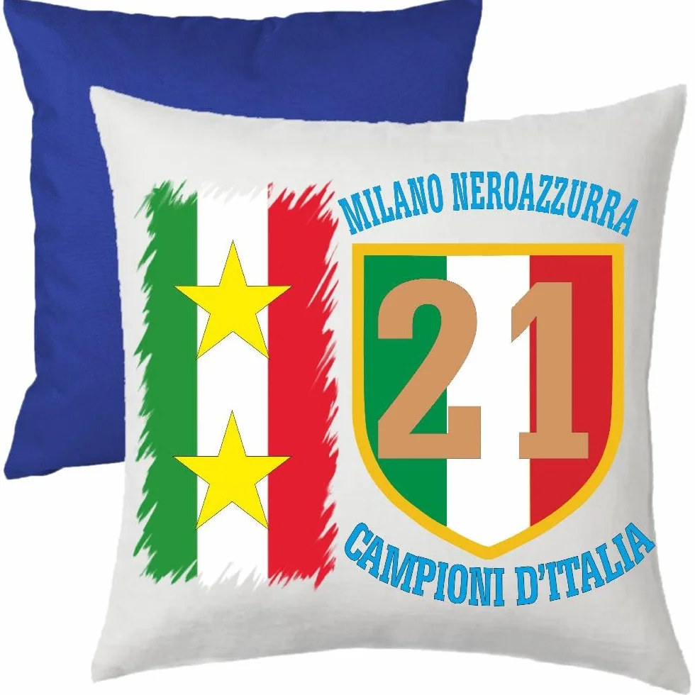 Cuscino Calcio Scudetto Inter-Nazionale Campioni D'Italia 2025/2026 21 Scudetti Seconda Stella 38x38 cm