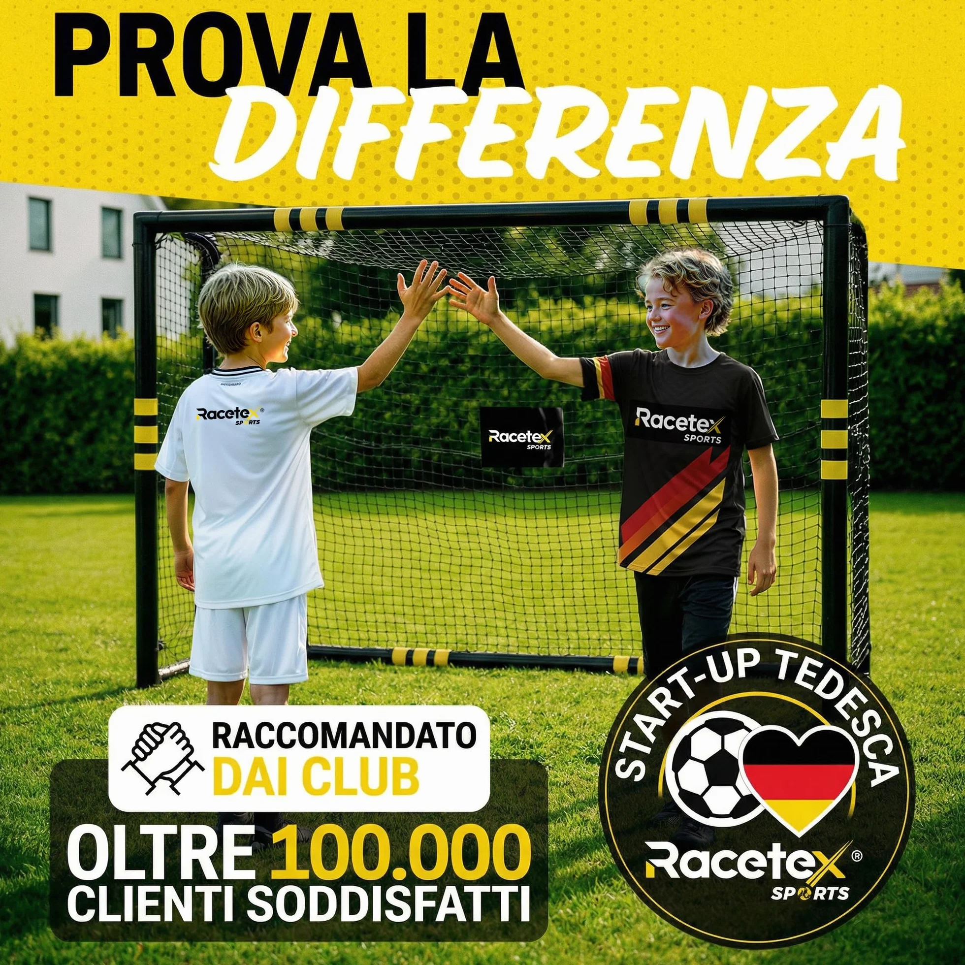 Racetex Porta Calcio Professionale con Imbottitura per Bambini e Adulti - Grandi Porte da Calcio con Picchetti
