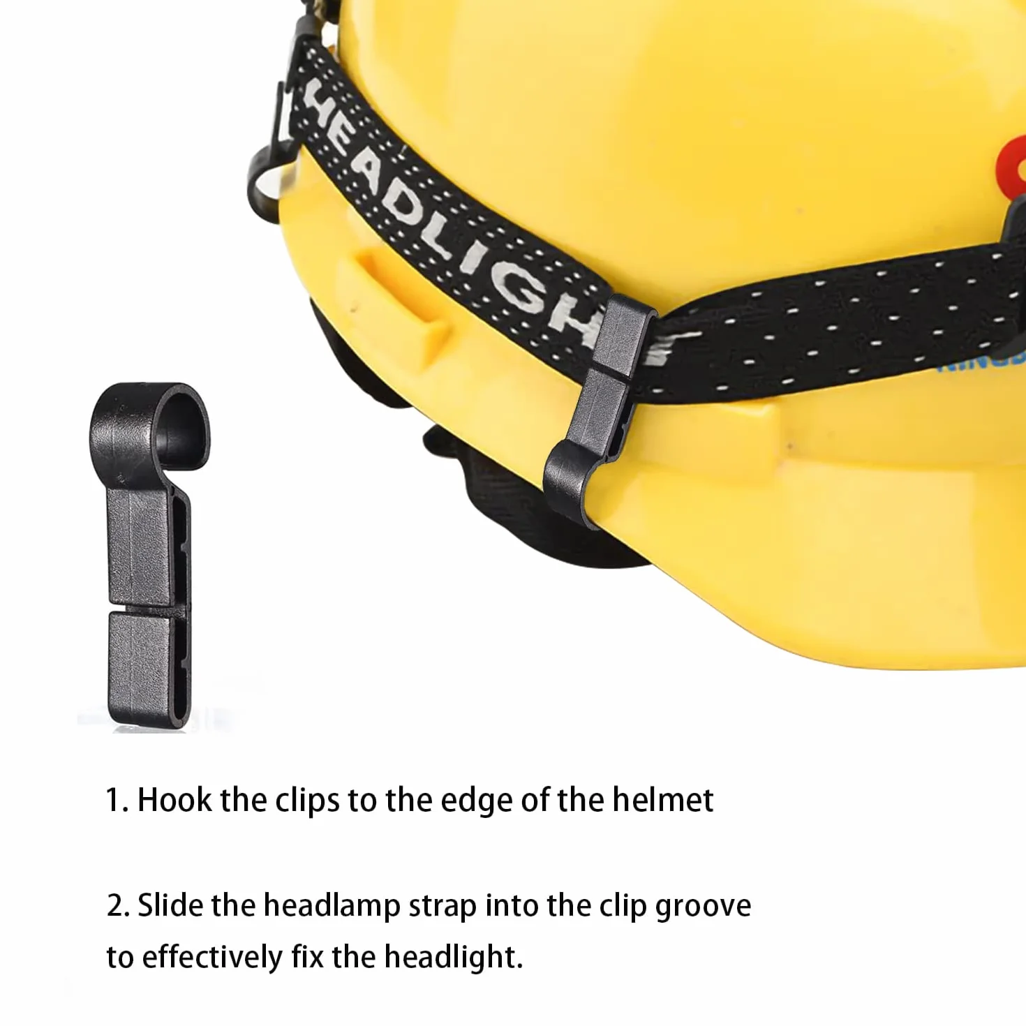 Clip per luce del casco, gancio per faro, Hardhat clip accessorio faro, montaggio facile su casco bordi stretti