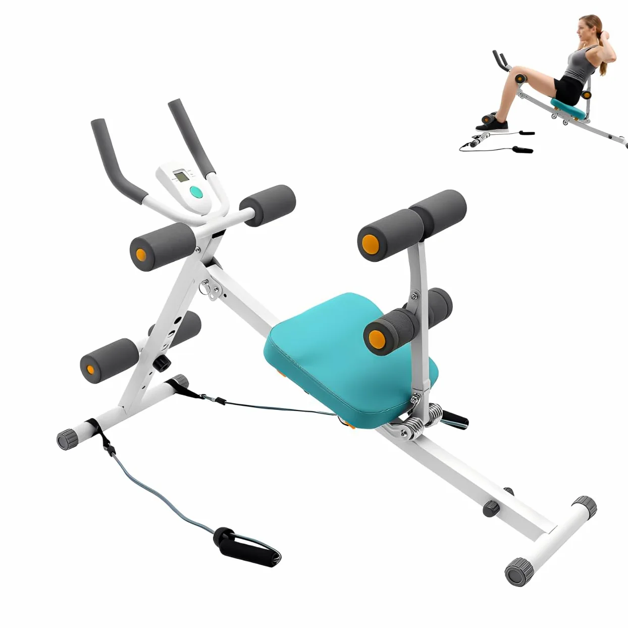 4 in 1 attrezzo multifunzione per l'allenamento addominale per casa, altezza e lunghezza regolabile, display LCD, capacità di carico 120 kg per famiglie, aziende, palestre