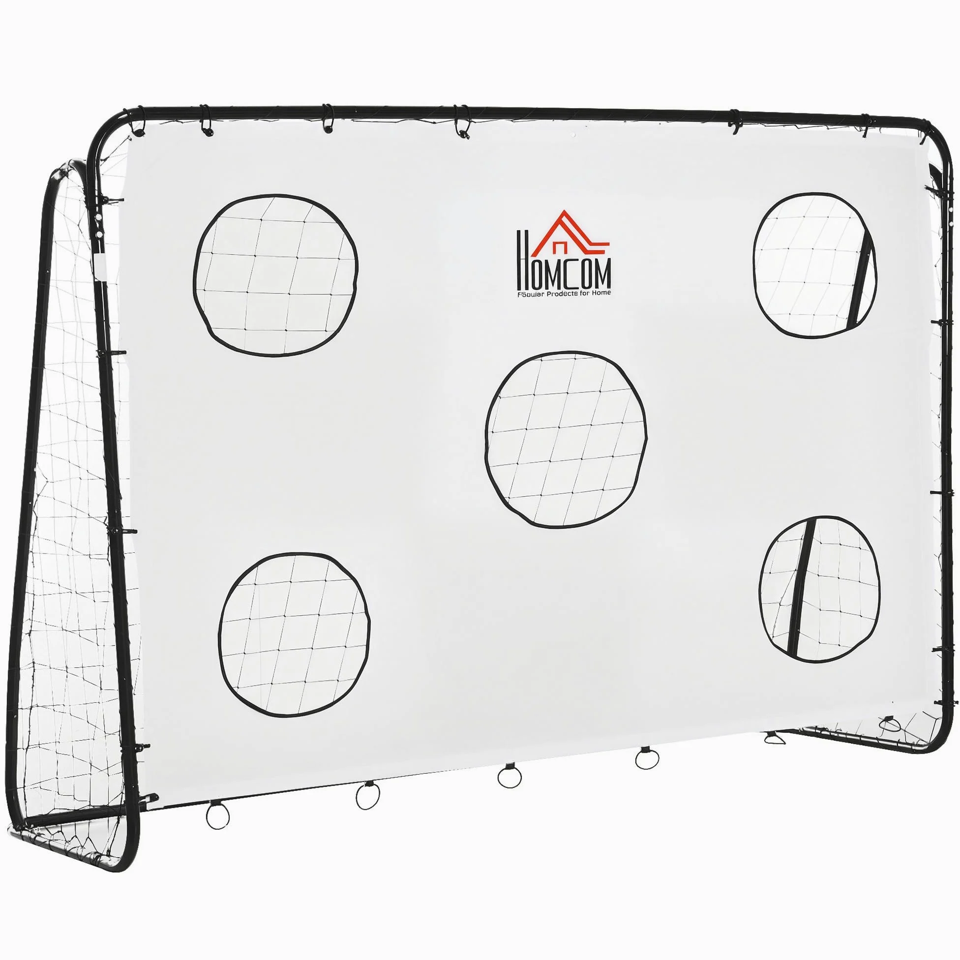 HOMCOM Porta da Calcio per Bambini e Adulti con Rete in PE, in Metallo e Oxford, Bianco e Nero, 240x88x171.5cm
