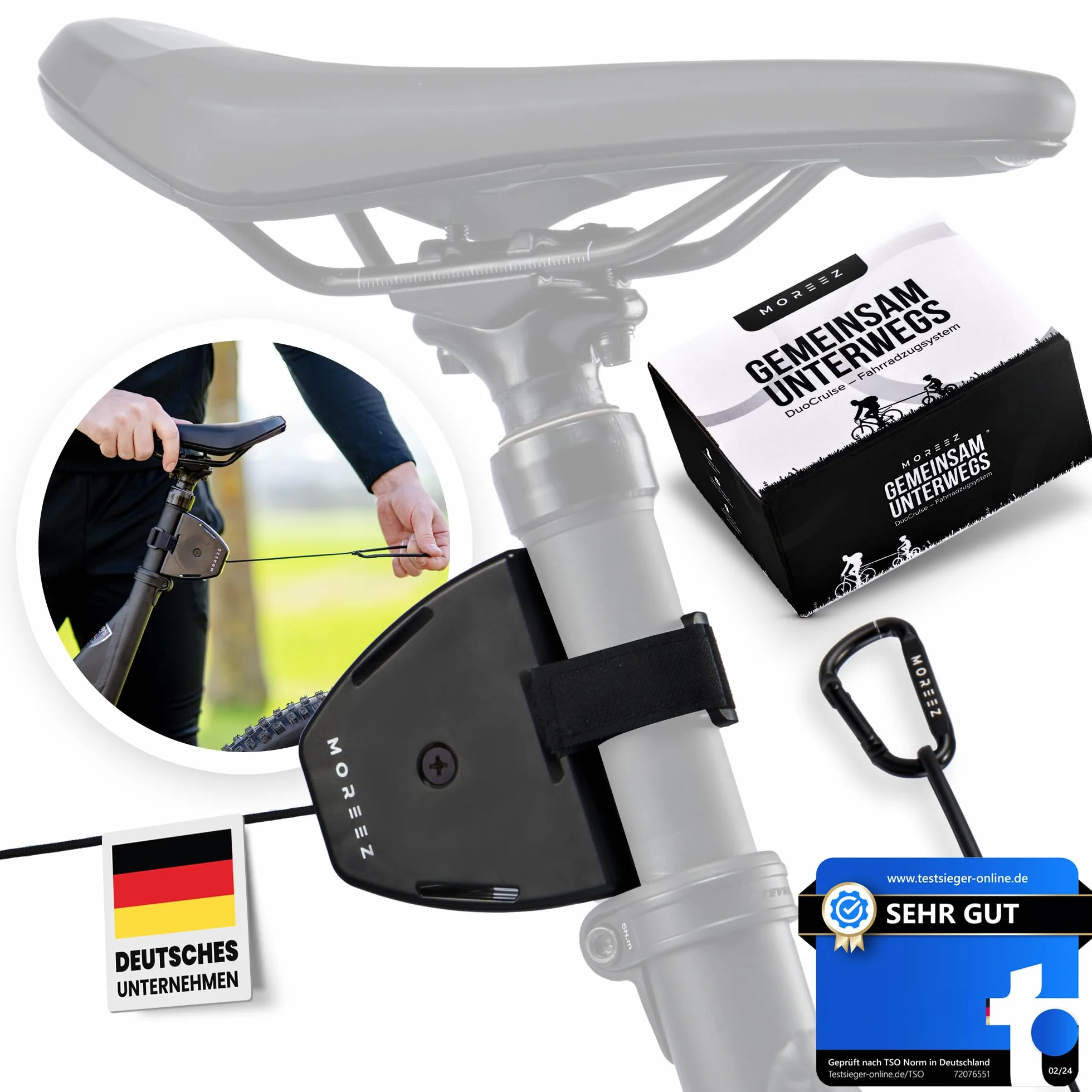 MOREEZ Cavo di traino per bicicletta 110 kg E-Bike