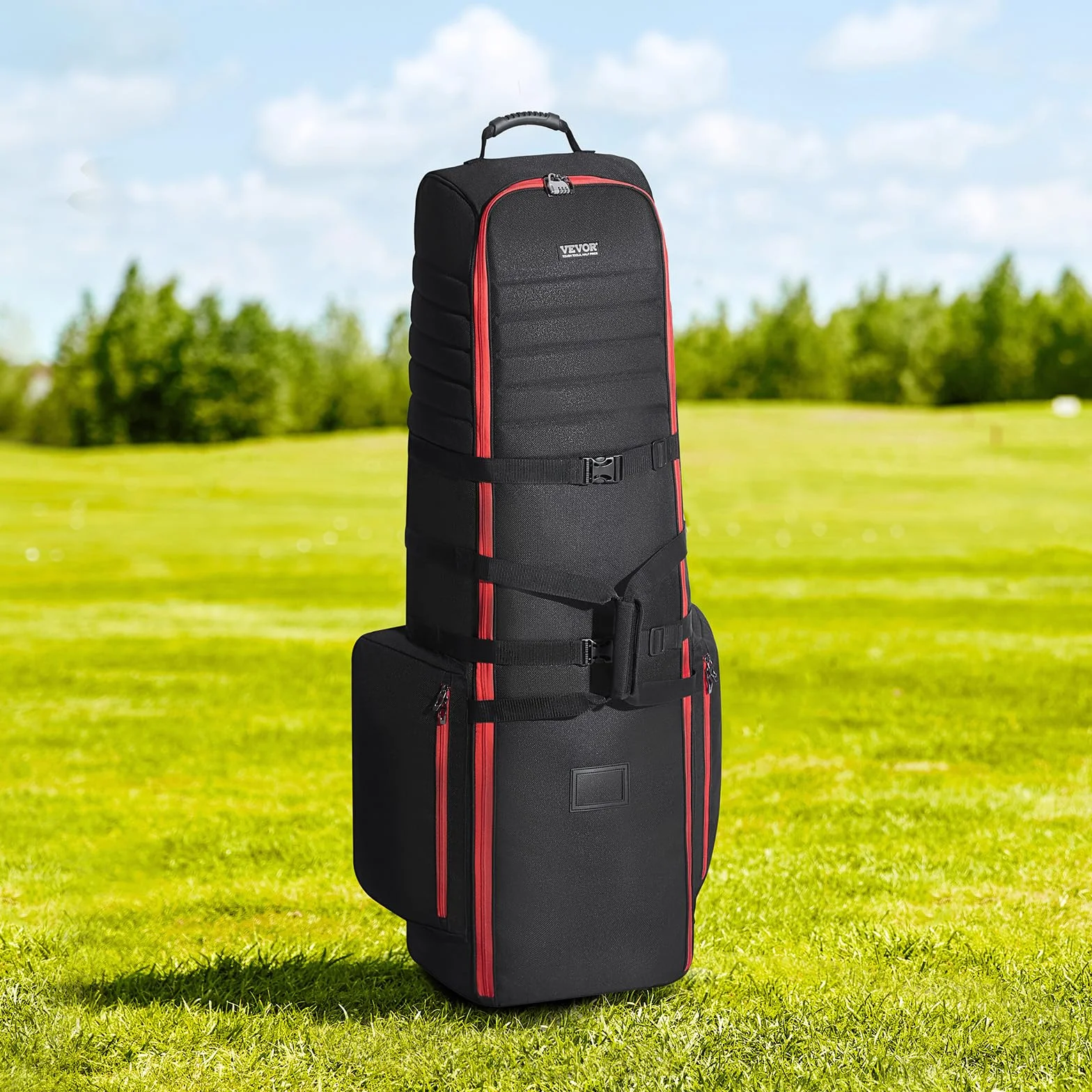 VEVOR Borsa da Viaggio per Golf, Custodia Morbida da Viaggio per Esterni, in Poliestere Oxford 1800D Resistente, Impermeabile, Imbottita con Ruote, Borsa Pieghevole per Mazze da Golf per Aereo