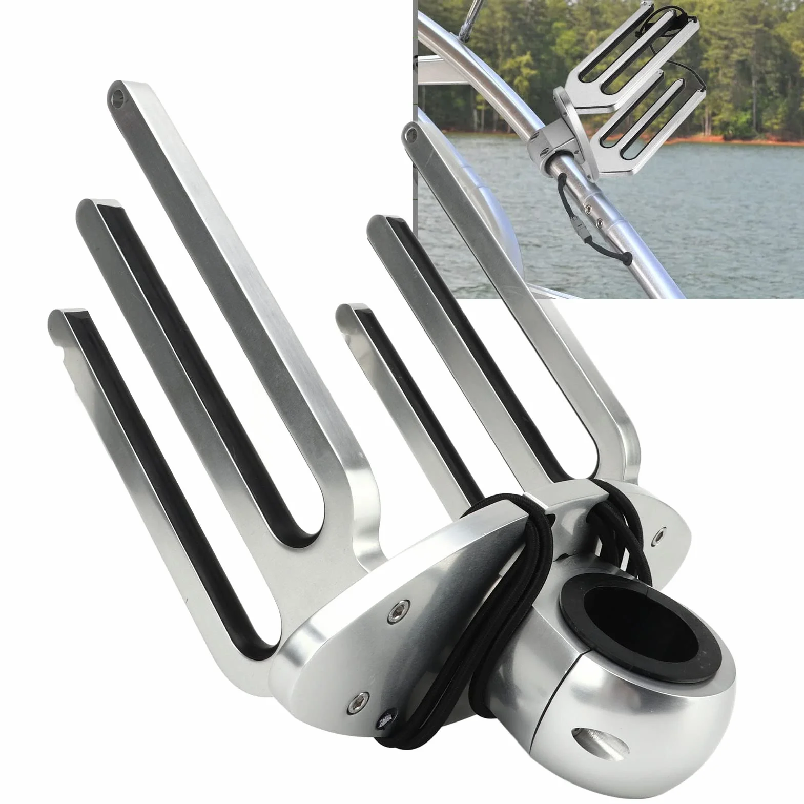 Aramox Wakeboard Rack Staffa di Supporto per Torre Regolabile in Alluminio Lucidato per Tubo da 1,89-2,48 Pollici