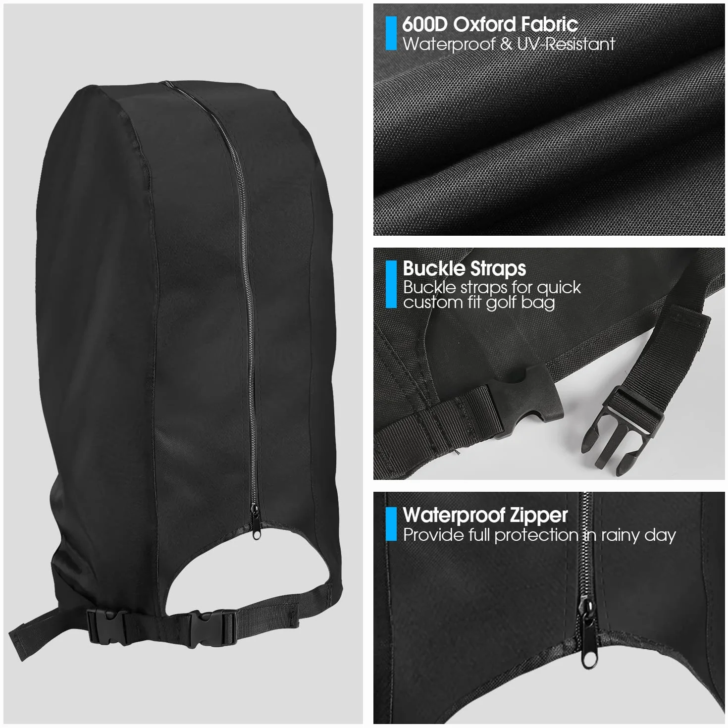 Torba golfowa pokrowiec przeciwdeszczowy wodoodporny z wspornikiem i wózkiem transportowym