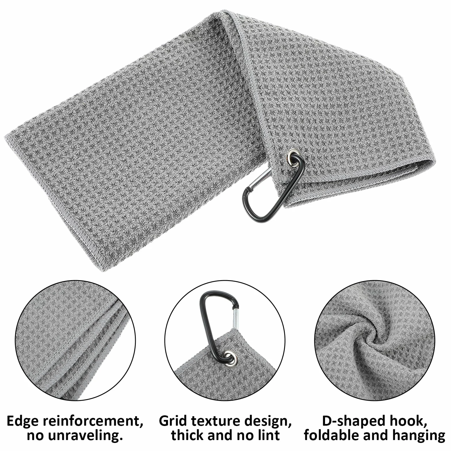 Giantree Asciugamano da golf in microfibra 30x30 cm con clip a moschettone 2 pezzi