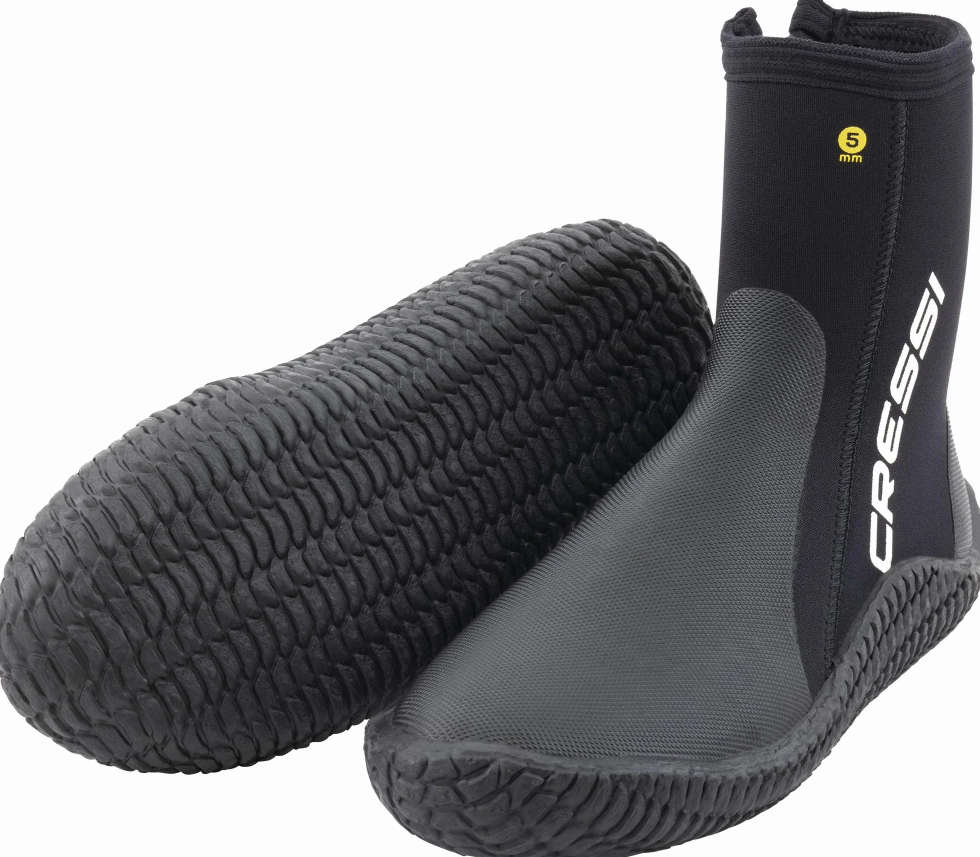 CRESSI ReefTech/RS Boots 5mm - Calzari Unisex in Neoprene Bifoderato Nero 5mm per l’Uso in Acque Fredde e Immersioni con Pinne a Scarpetta Aperta, Progettati per Proteggere i Piedi dal Freddo