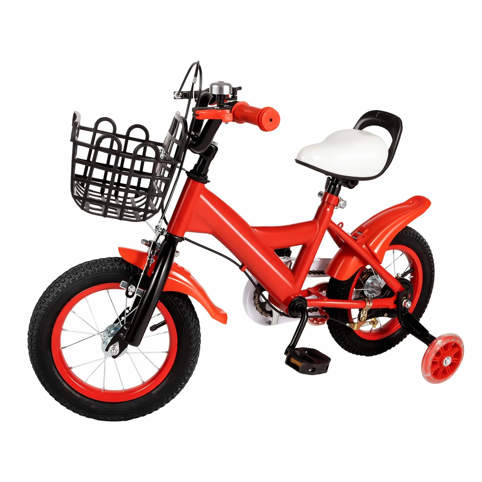Bicicletta per bambini 12 pollici con ruote di supporto rossa 2-4 anni