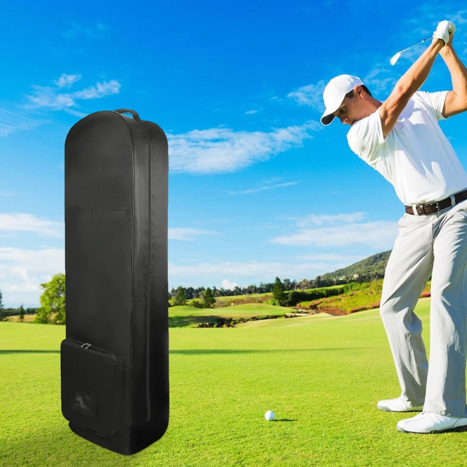 Borsa da Viaggio per Golf, Sacca da Golf Aereo con Ruote e imbottite, Custodia per Mazze da Golf, Borsa Protettiva per il Trasporto da Golf, Impermeabile Borsa Portaoggetti per Attrezzi da Golf
