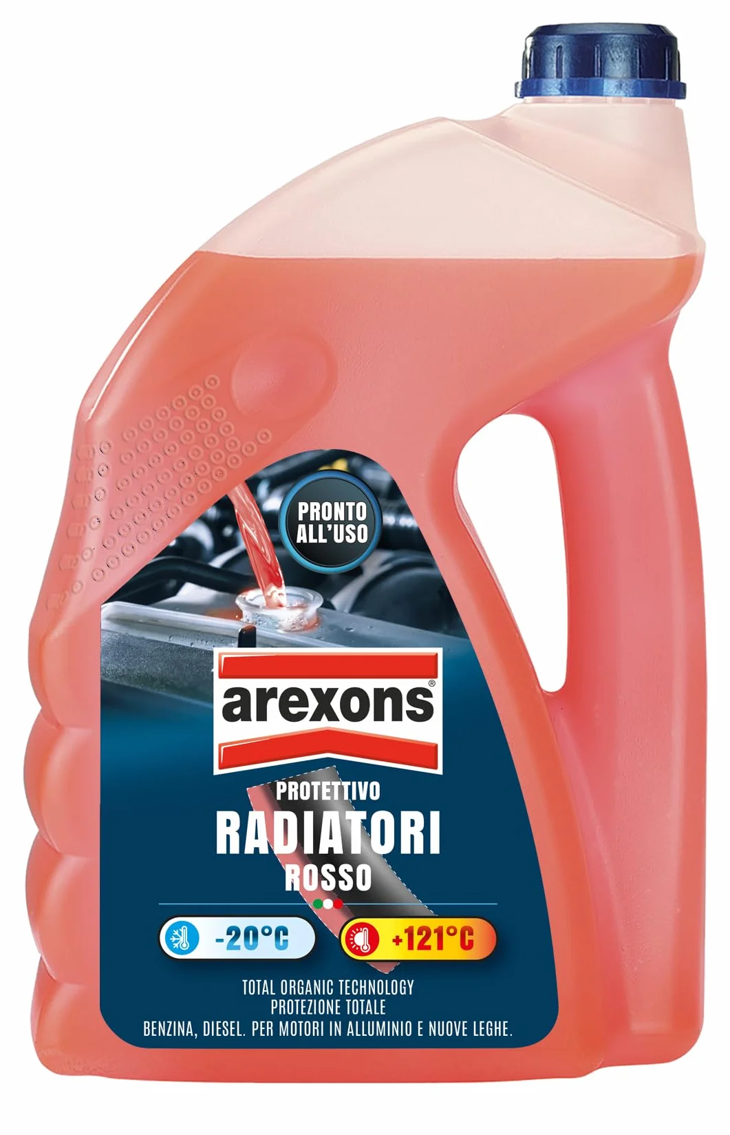 AREXONS Protettivo Radiatori Rosso -20°, per Circuiti di Raffreddamento, Protezione Antigelo e Antiebollizione Fino a -20°C e +121°C, Adatto a Rabbocchi, 4,5L