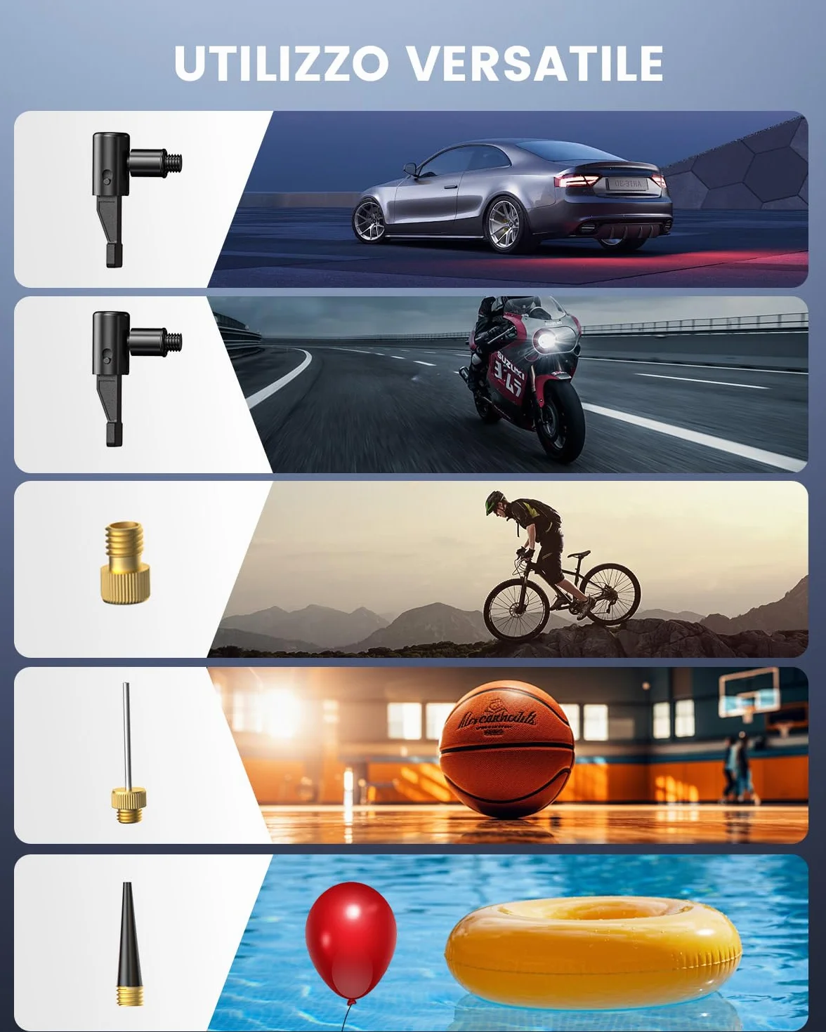 ETENWOLF Mini pompe à vélo 10,34 Bar, gonfleur de pneus portable avec manomètre, arrêt automatique