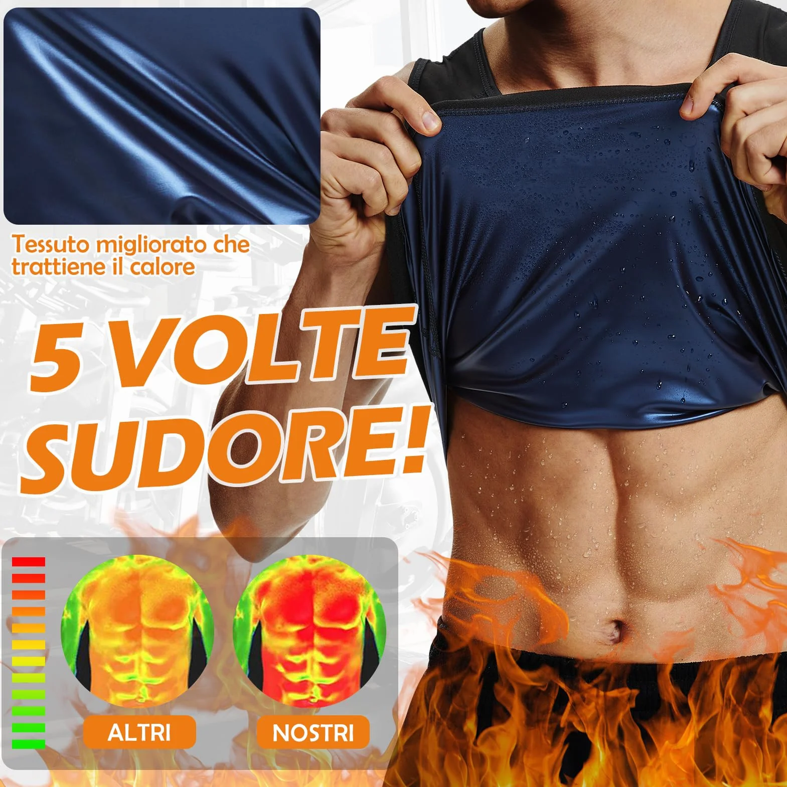 Kiiwah Canottiera Dimagrante da Sauna Uomo, Gilet Sauna Riscaldamento, Camicia Traspirante per Perdita di Peso Fitness