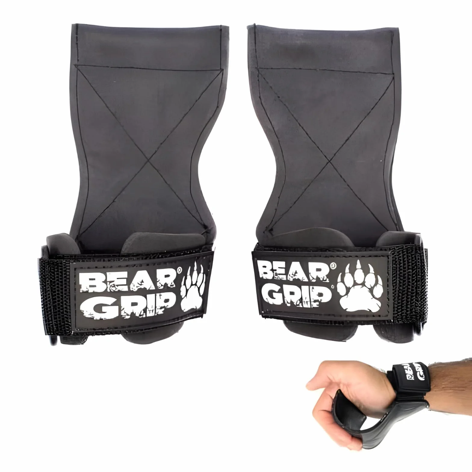 BEAR GRIP Multi Grip Straps Hooks, Premium Heavy Duty Weight Lifting Straps Gloves for Deadlifts, Rows & Weight Training, Wrist Support