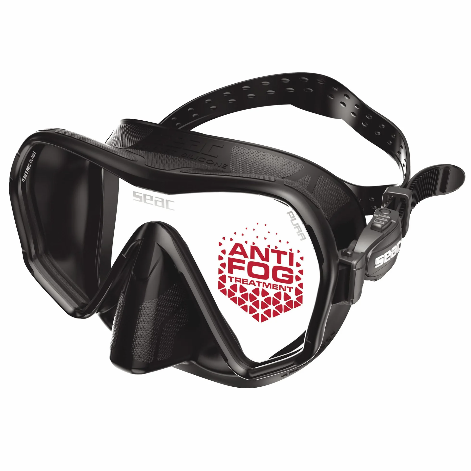 SEAC Pura Maschera Subacquea Antiappannamento Monolente Frameless Silicone Low Volume Fibbia 3D