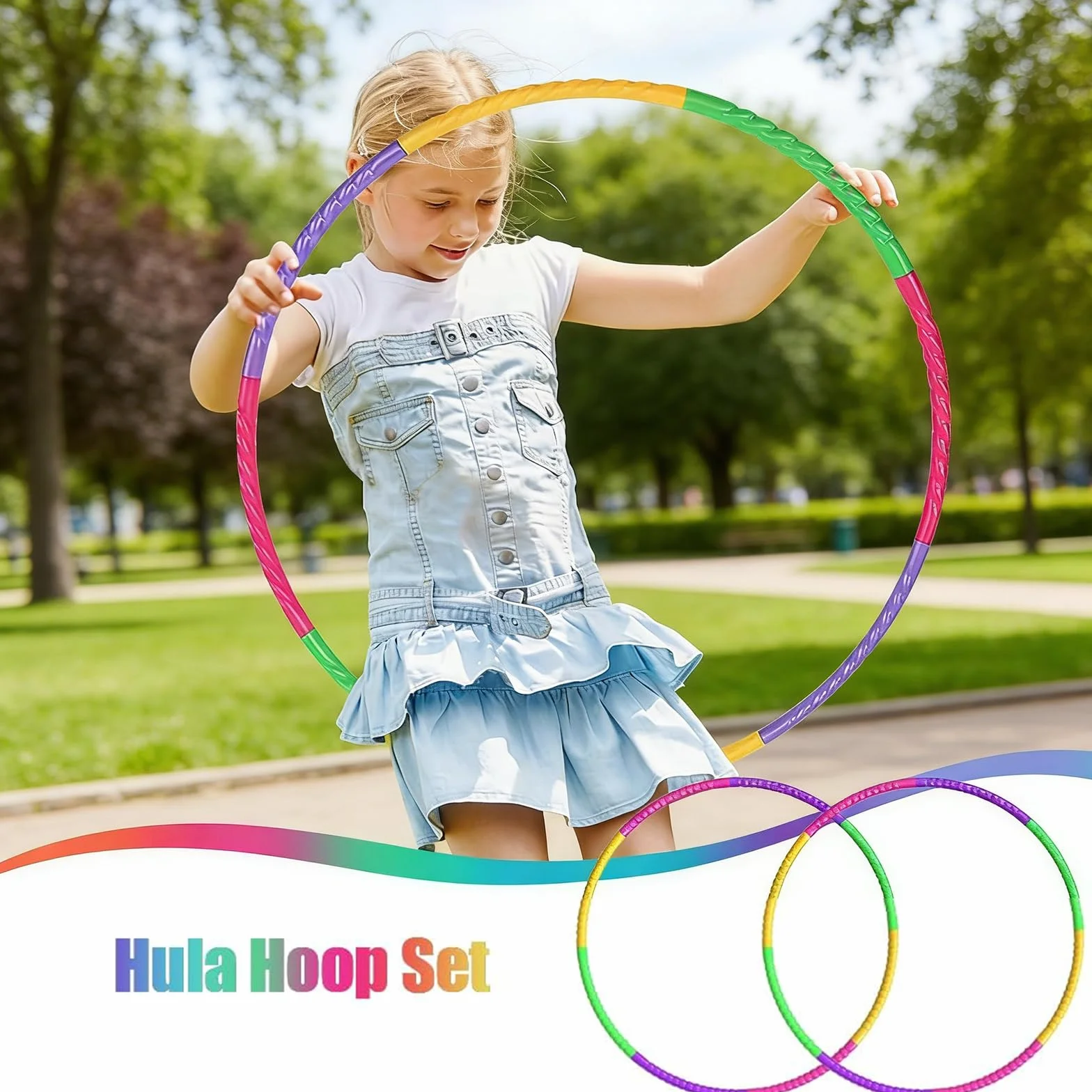 Hula Hoop Smontabile con Corda per Saltare, Kit Fitness 2 in 1 Regolabile per Bambini e Adulti