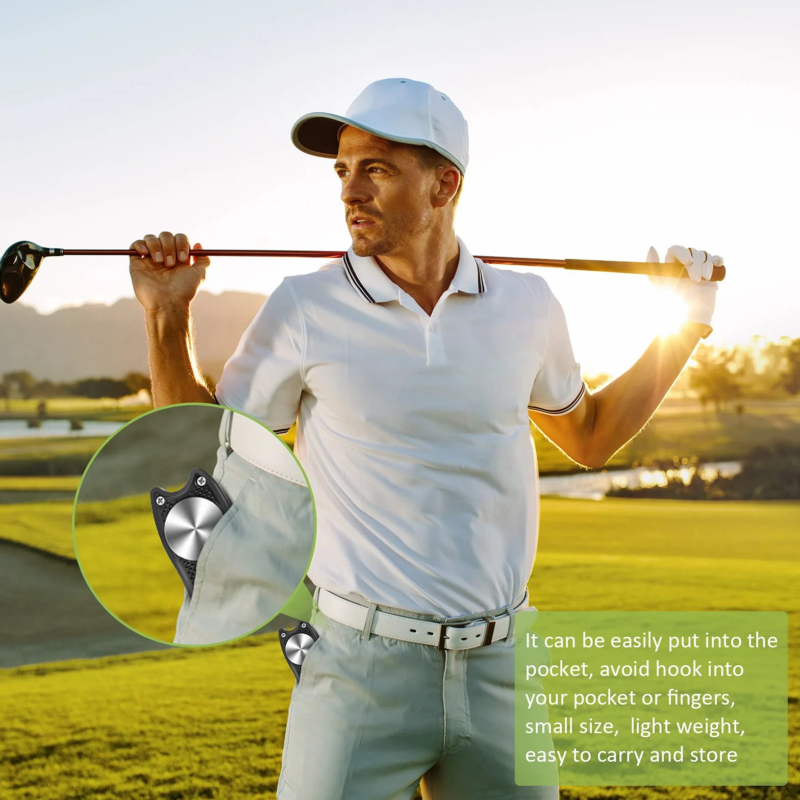 Strumento di Riparazione Divot Golf in Acciaio Inossidabile Forcone Pieghevole con Pennarello, Nero