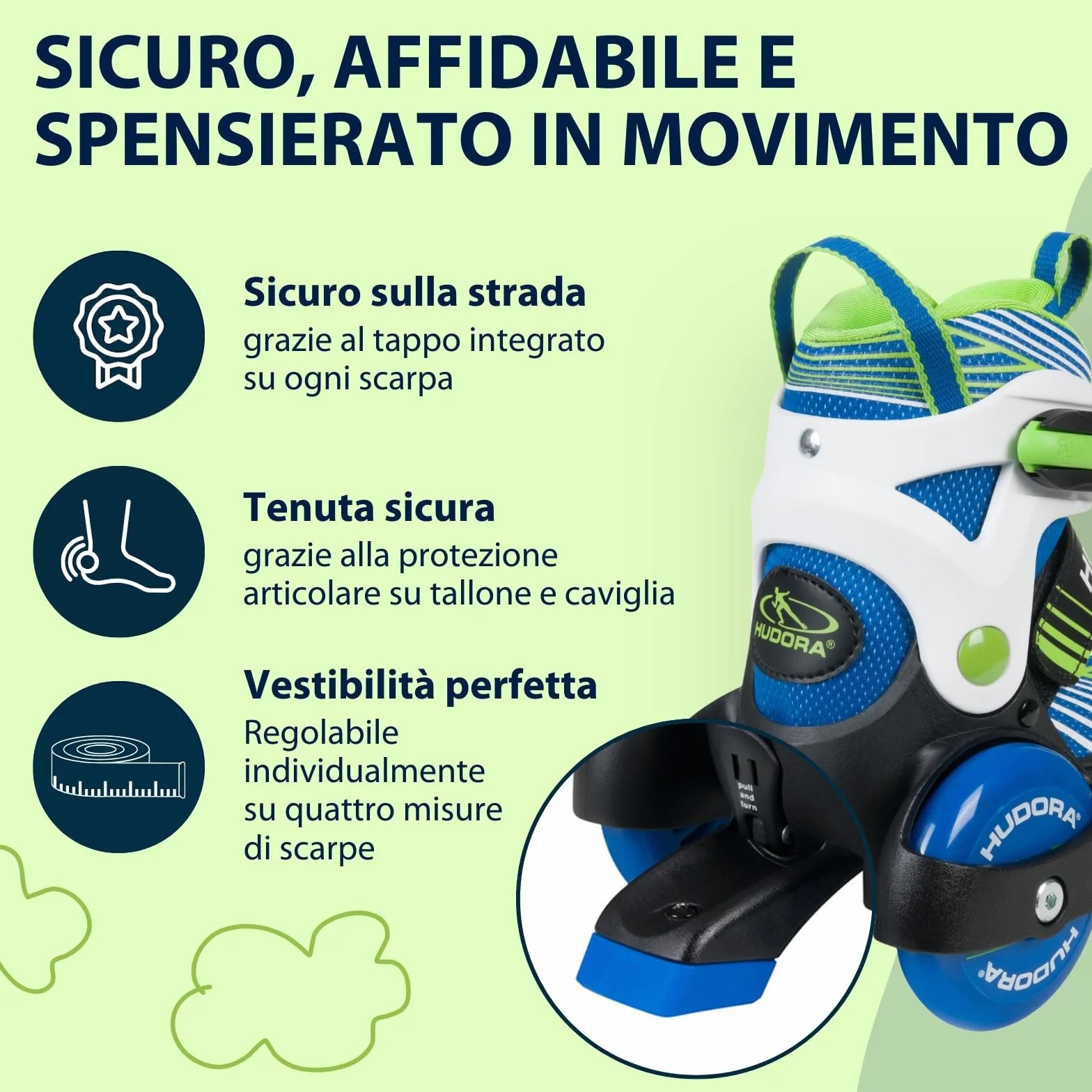 HUDORA Pattini a rotelle My First Quad in diverse misure e colori - pattini a rotelle di qualità per bambini fino a 20kg - pattini regolabili - sicuri e con rotelle grandi per iniziare