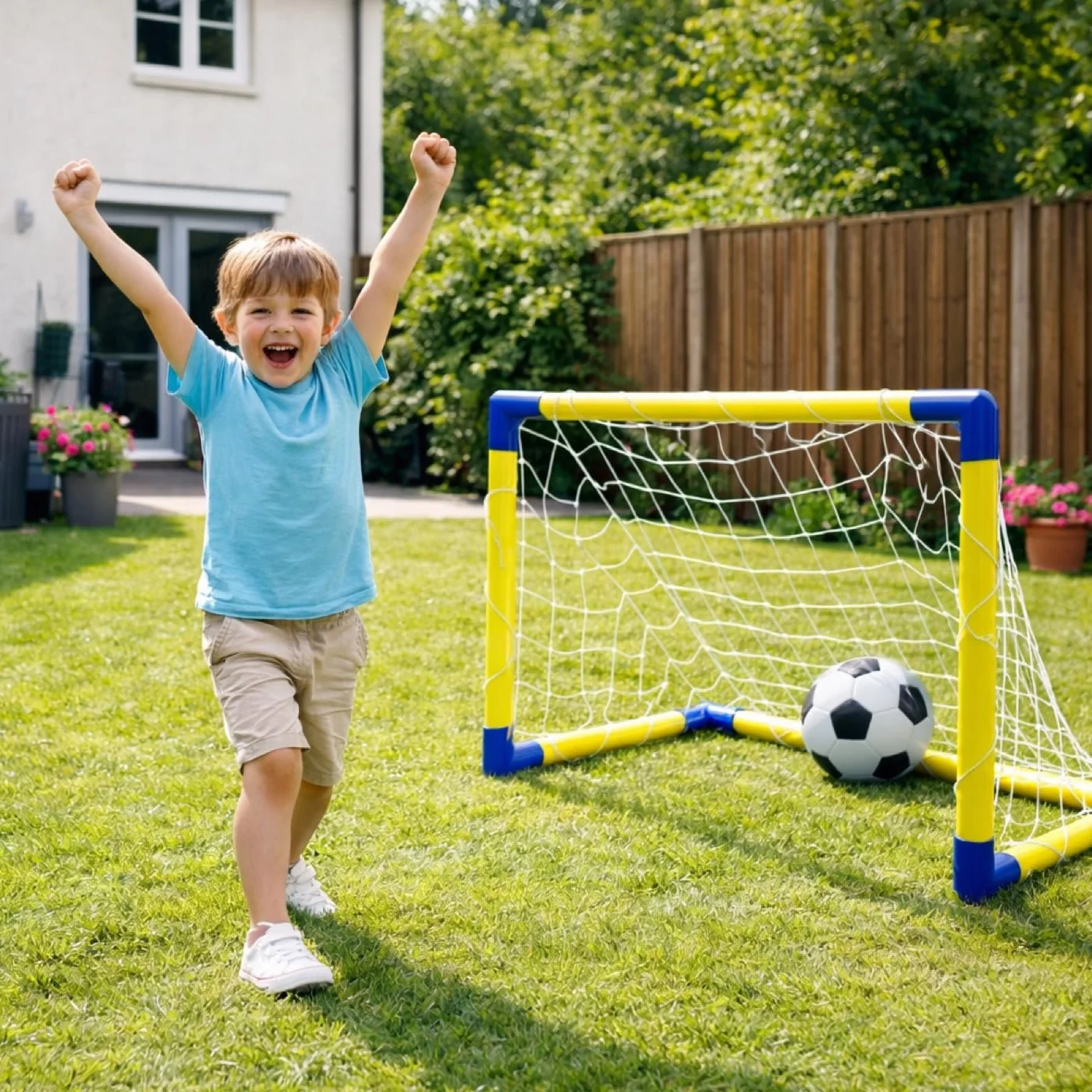 Porta da calcio da giardino 120x80 cm con rete portatile per bambini e adulti