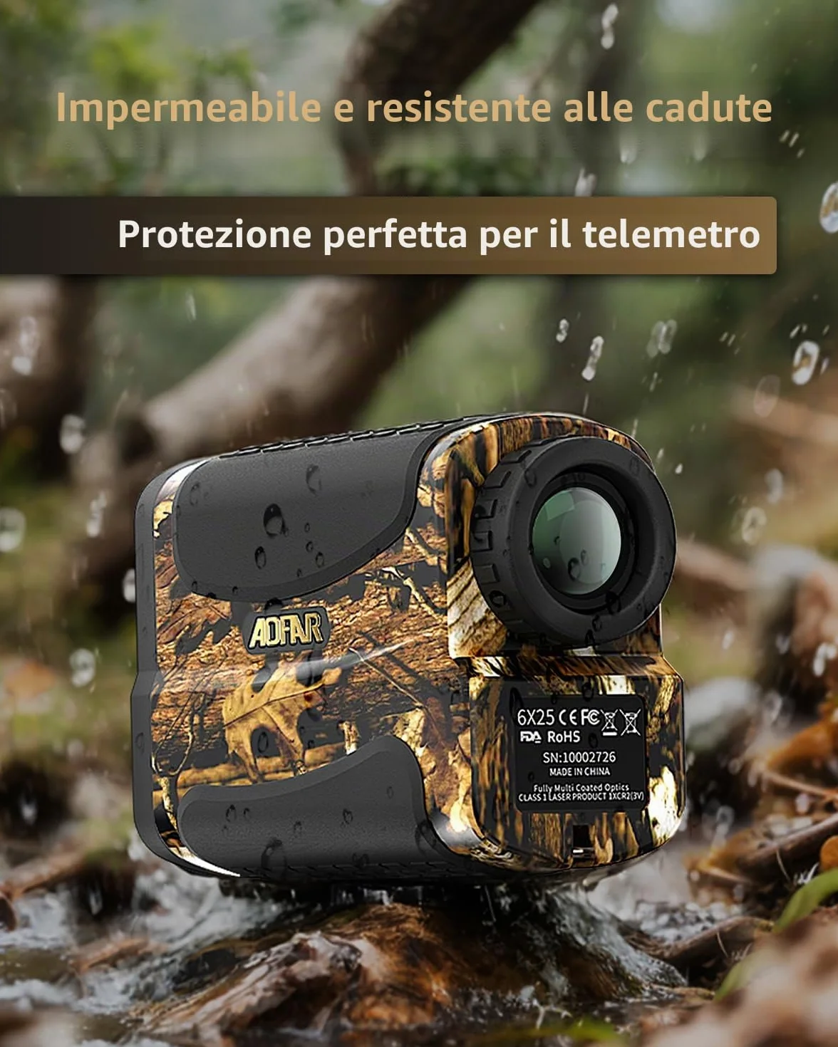 AOFAR HX-700N Telemetro Laser Golf Caccia 700 Yard 6X Zoom IPX4 Batteria Custodia