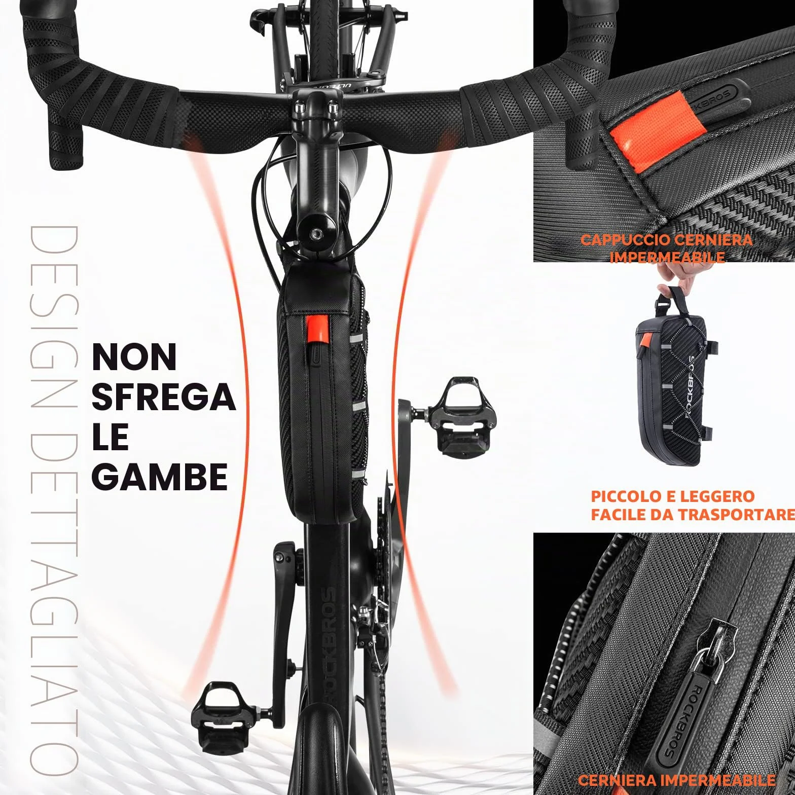 ROCKBROS Borsa Telaio Bici 1L MTB Bicicletta da Corsa Bici Elettrica