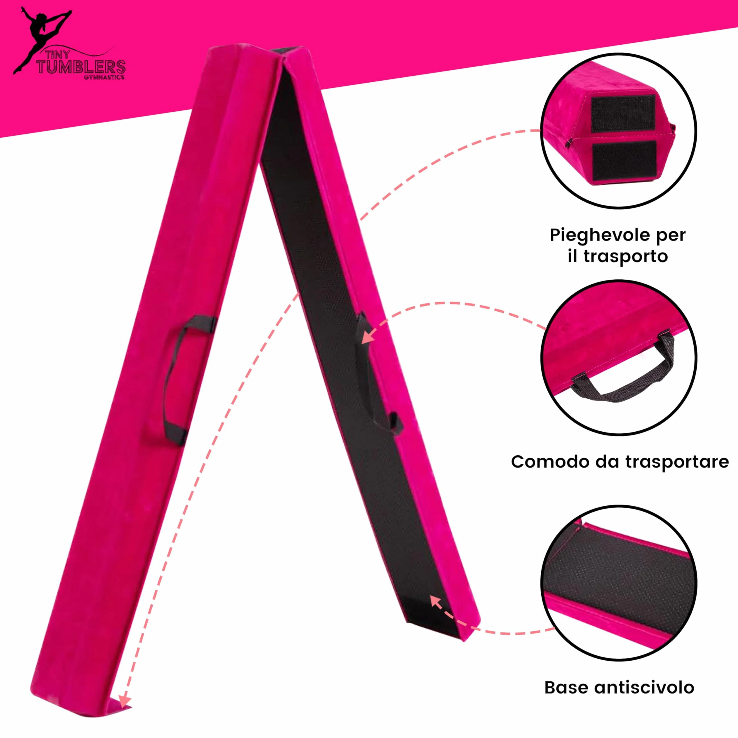 Trave ginnastica artistica per casa 210/240/270/300 cm - Attrezzatura equilibrio bambini - Finta pelle scamosciata, schiuma EVA alta densità