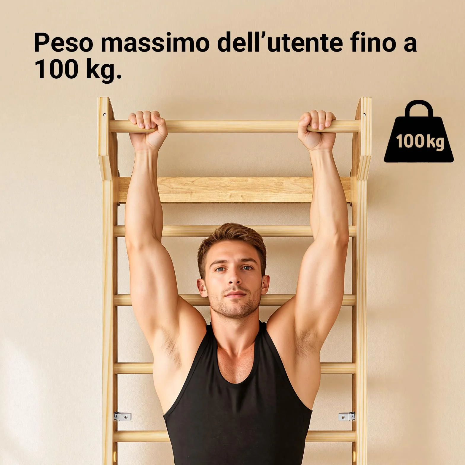 COSYLAND Spalliera Svedese in Legno da Parete 100 kg per Allenamento e Stretching