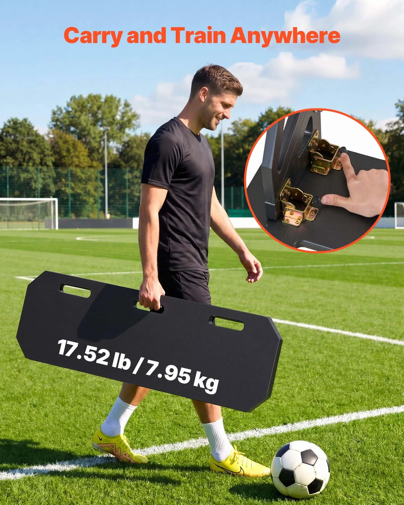 VEVOR Tavola di rimbalzo da calcio regolabile multi-angolo, parete portatile pieghevole, attrezzatura allenamento