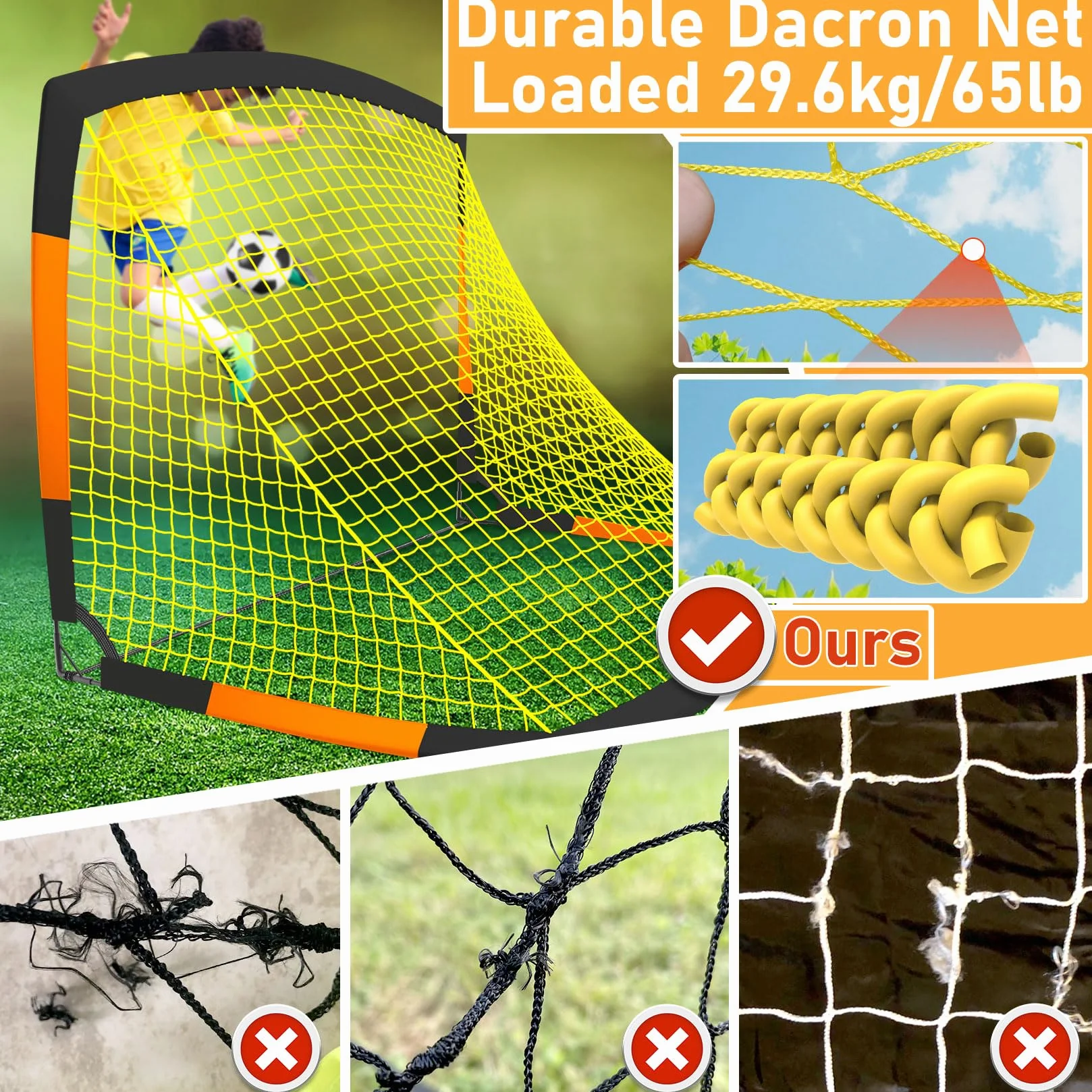 Happy Jump Rete da Calcio Pieghevole 213x152 CM con Pallone, Bersaglio, Pompa e Coni