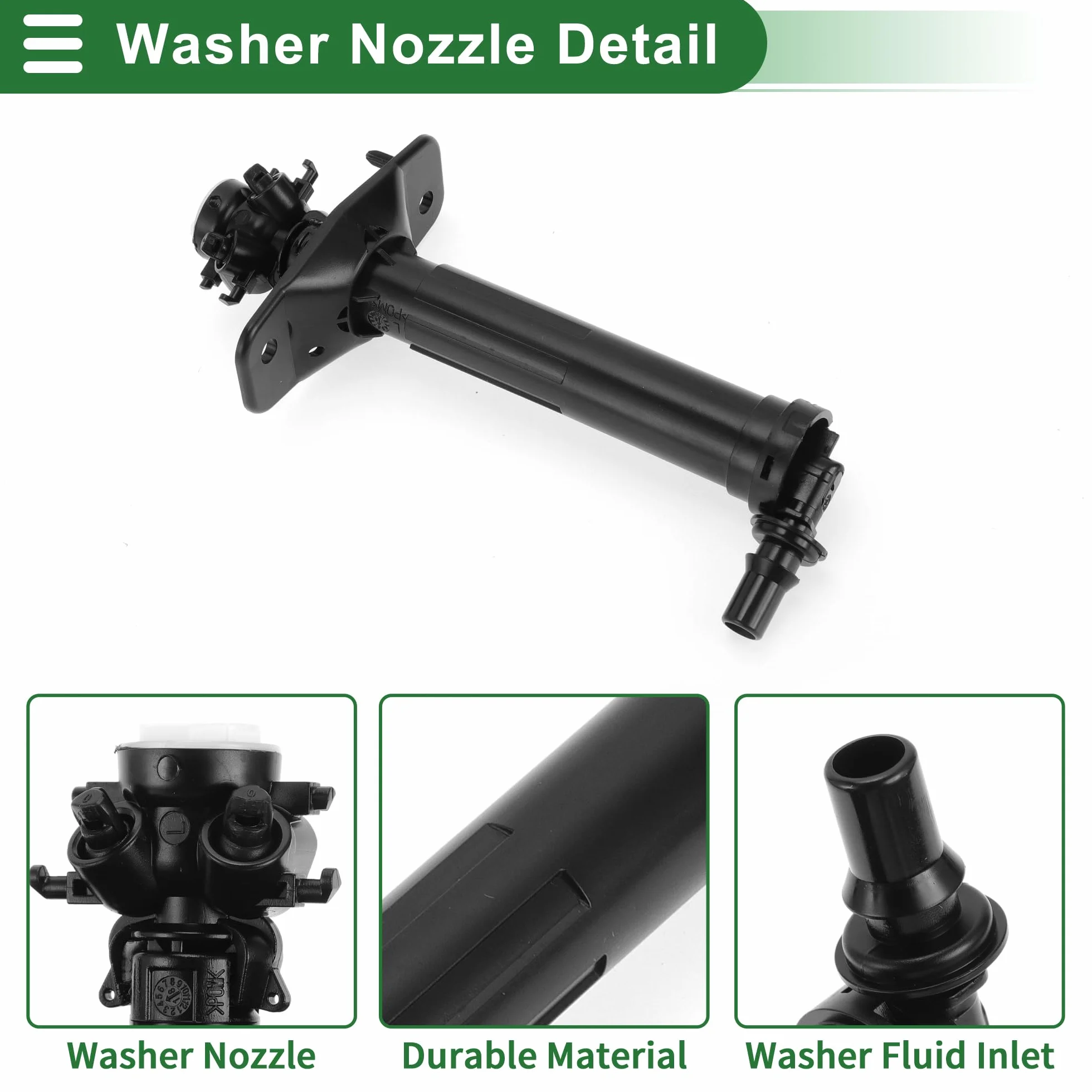 Motoforti Getto Spruzzatore Ugello Lavafari Faro per A6 2013-2018 Plastica Nero