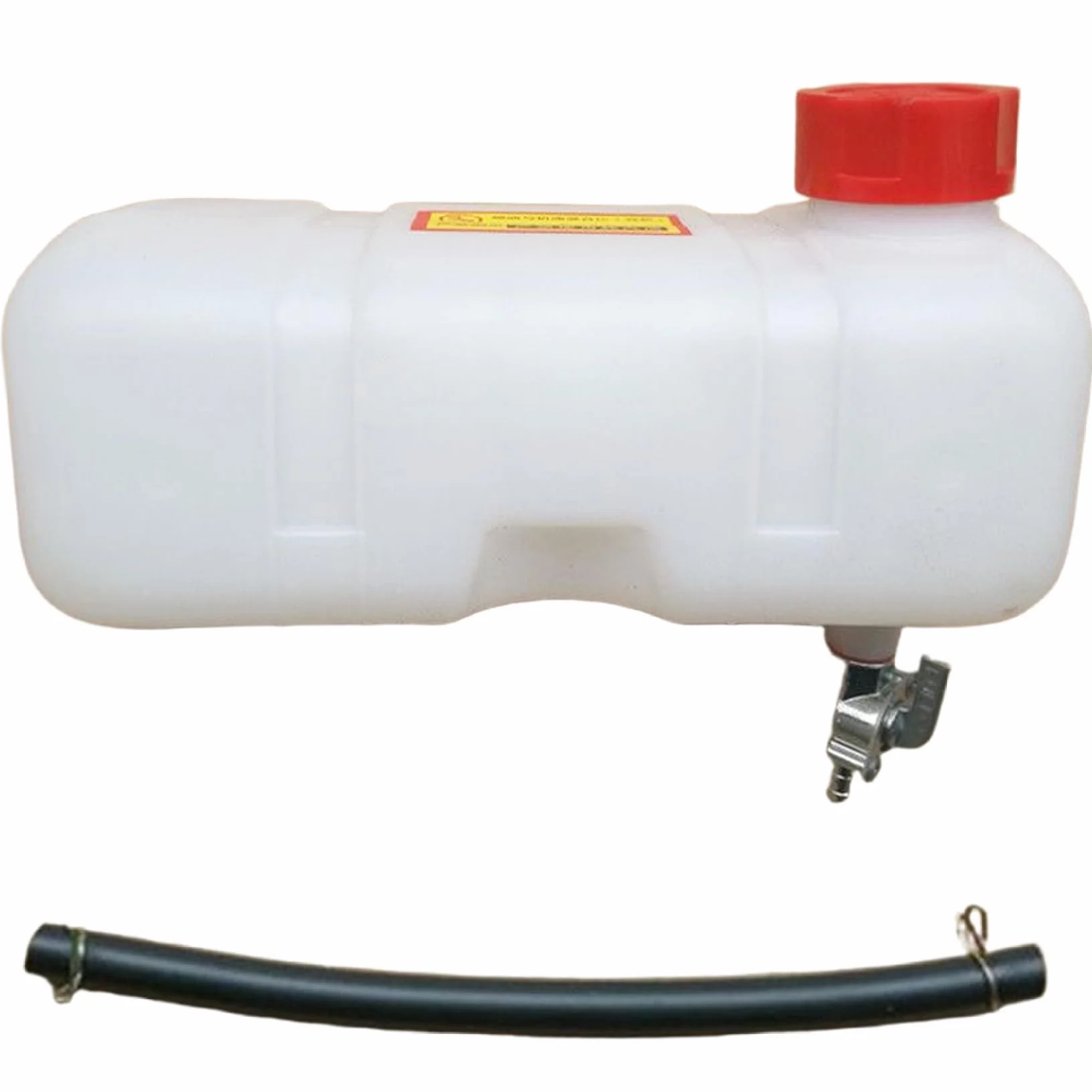 Serbatoio dell'acqua e carburante con tubo dell'olio e ugello per tosaerba, bianco