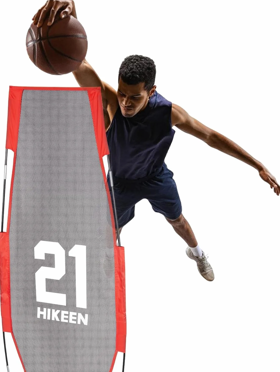 Hikeen Manichino Difensore Basket, Attrezzatura Allenamento Palleggio Tiro Passaggi, 2 Palpieghevoli Regolabili 240cm+200cm, 4 Sacchetti Sabbia Base