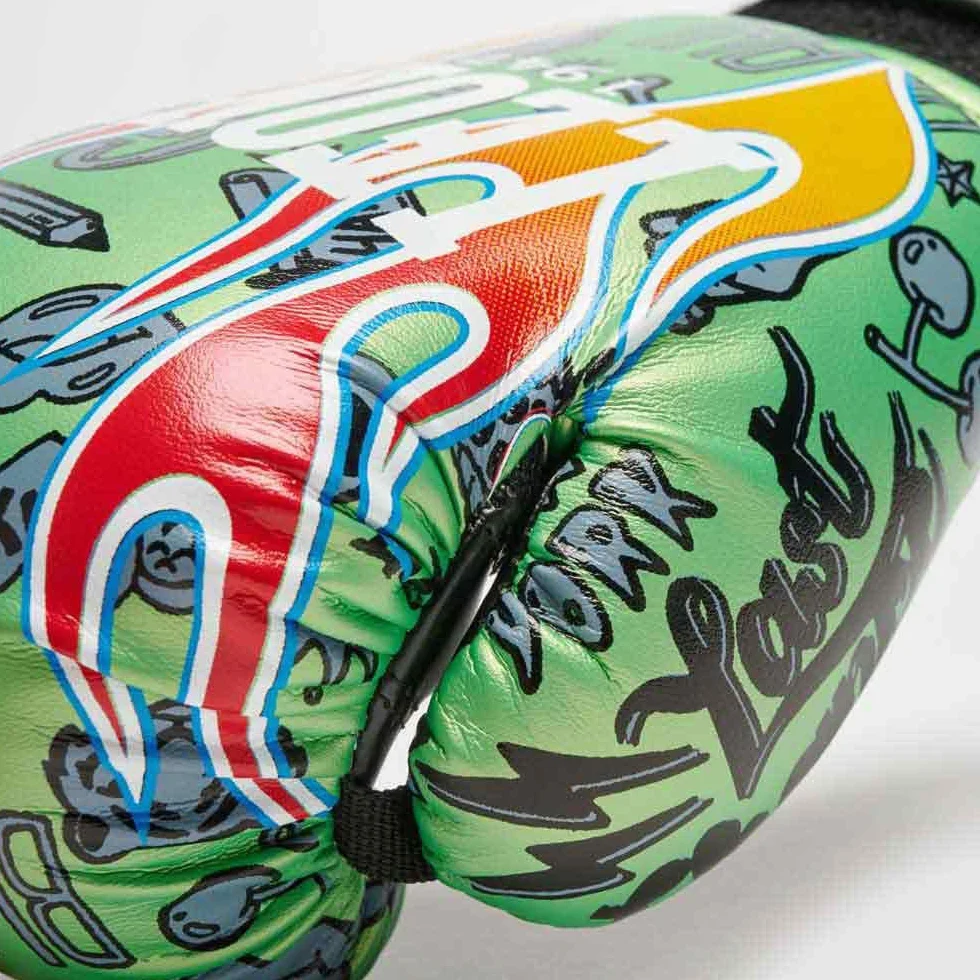 LEONE 1947 Guanti Boxe Flames 6 OZ Verde