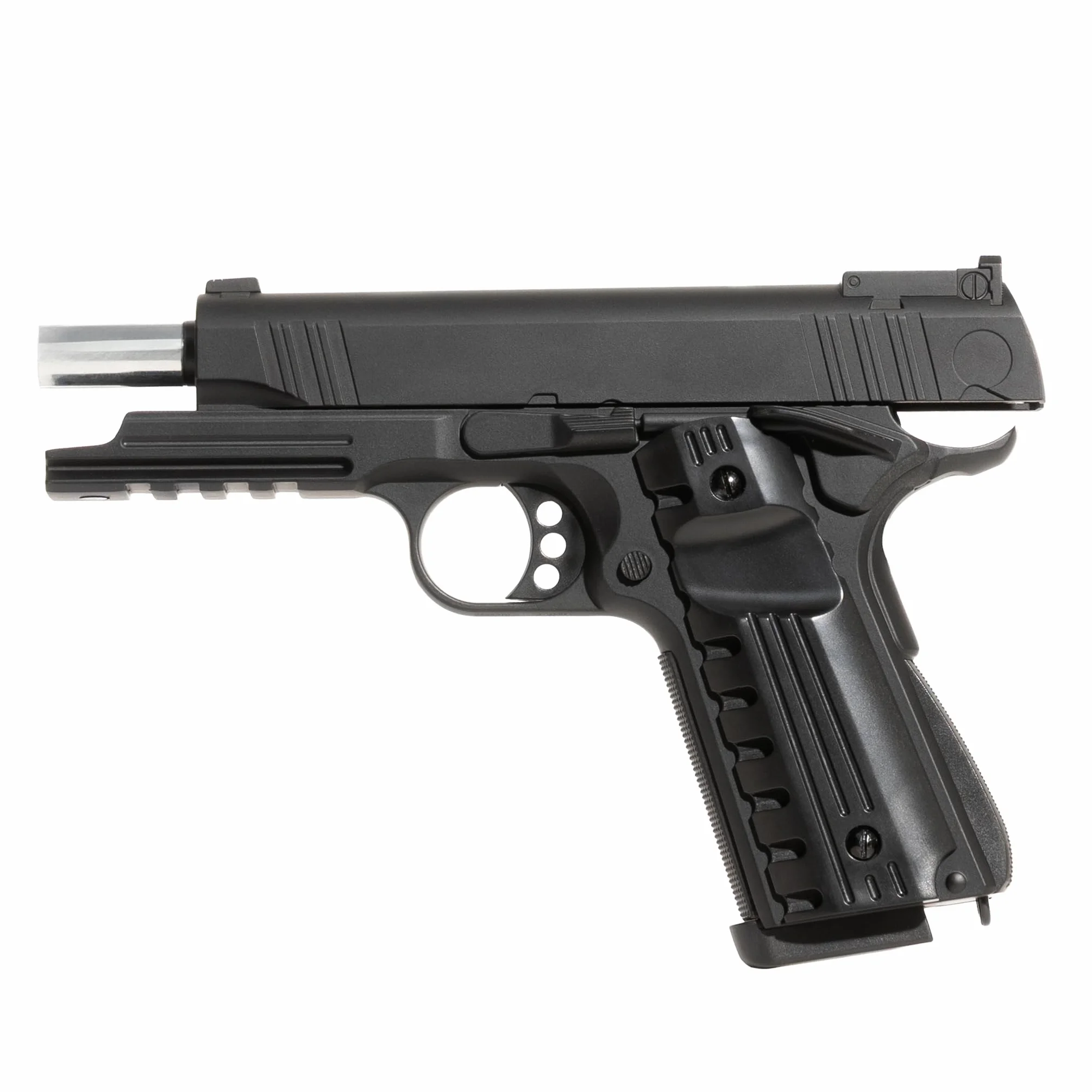 Pistola Softair a Molla, Calibro 6 mm, Corpo in Metallo, 0,9 Joule, 1000 Pallini